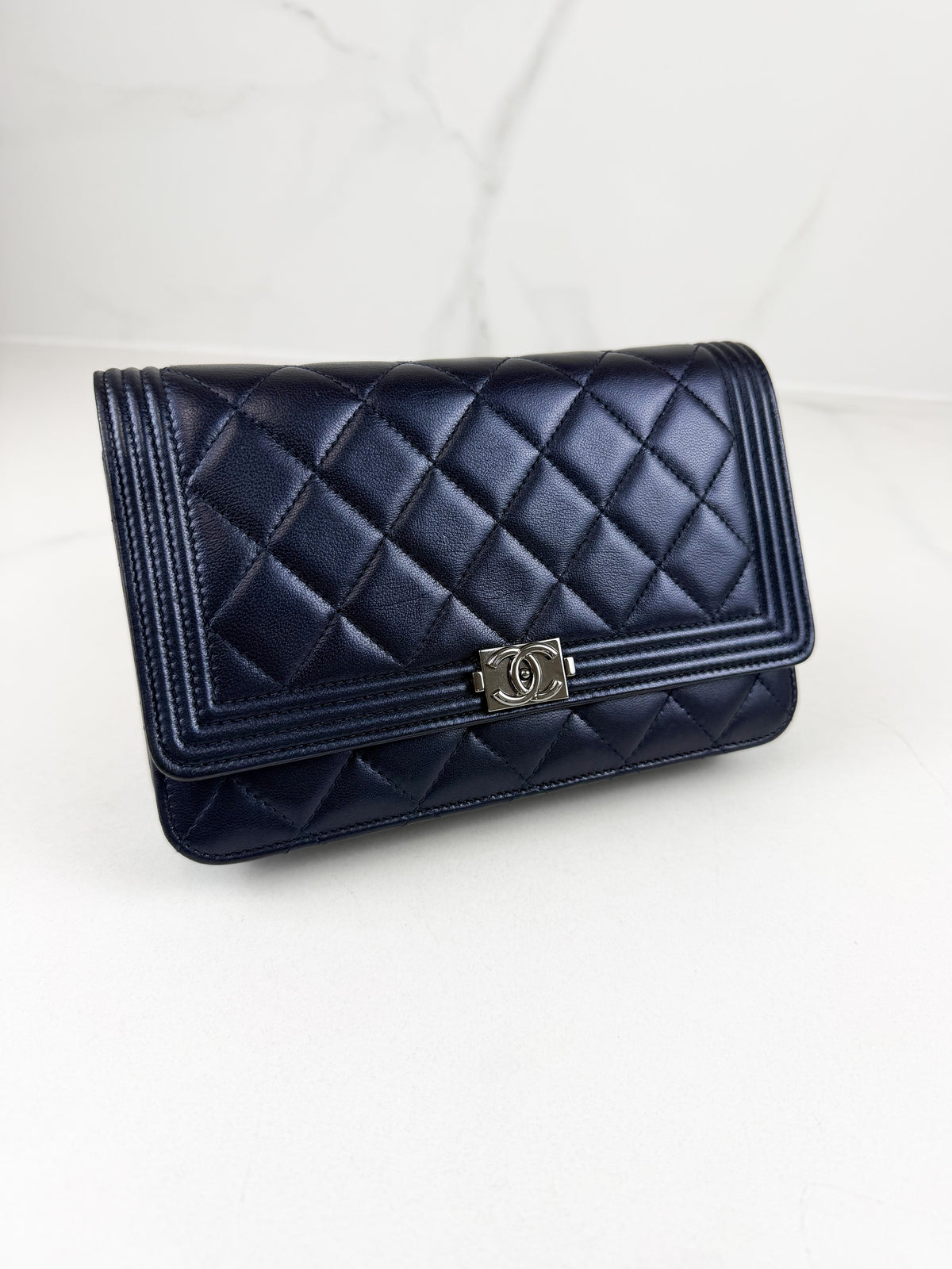 Chanel Boy Wallet on Chain in Quilted Lambskin with SHW
