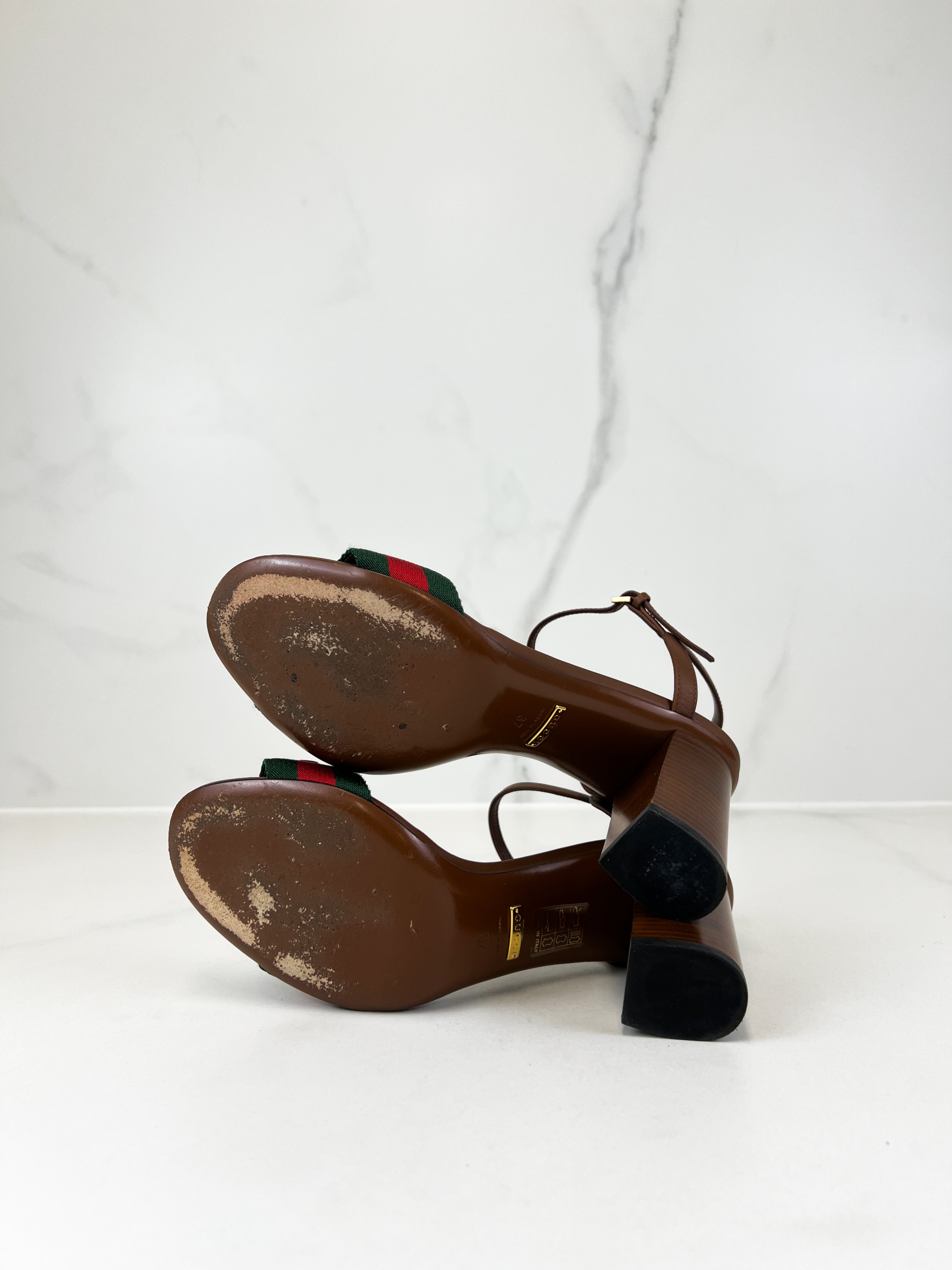 Gucci Horsebit Leather Heel Sandal 90mm Size 37