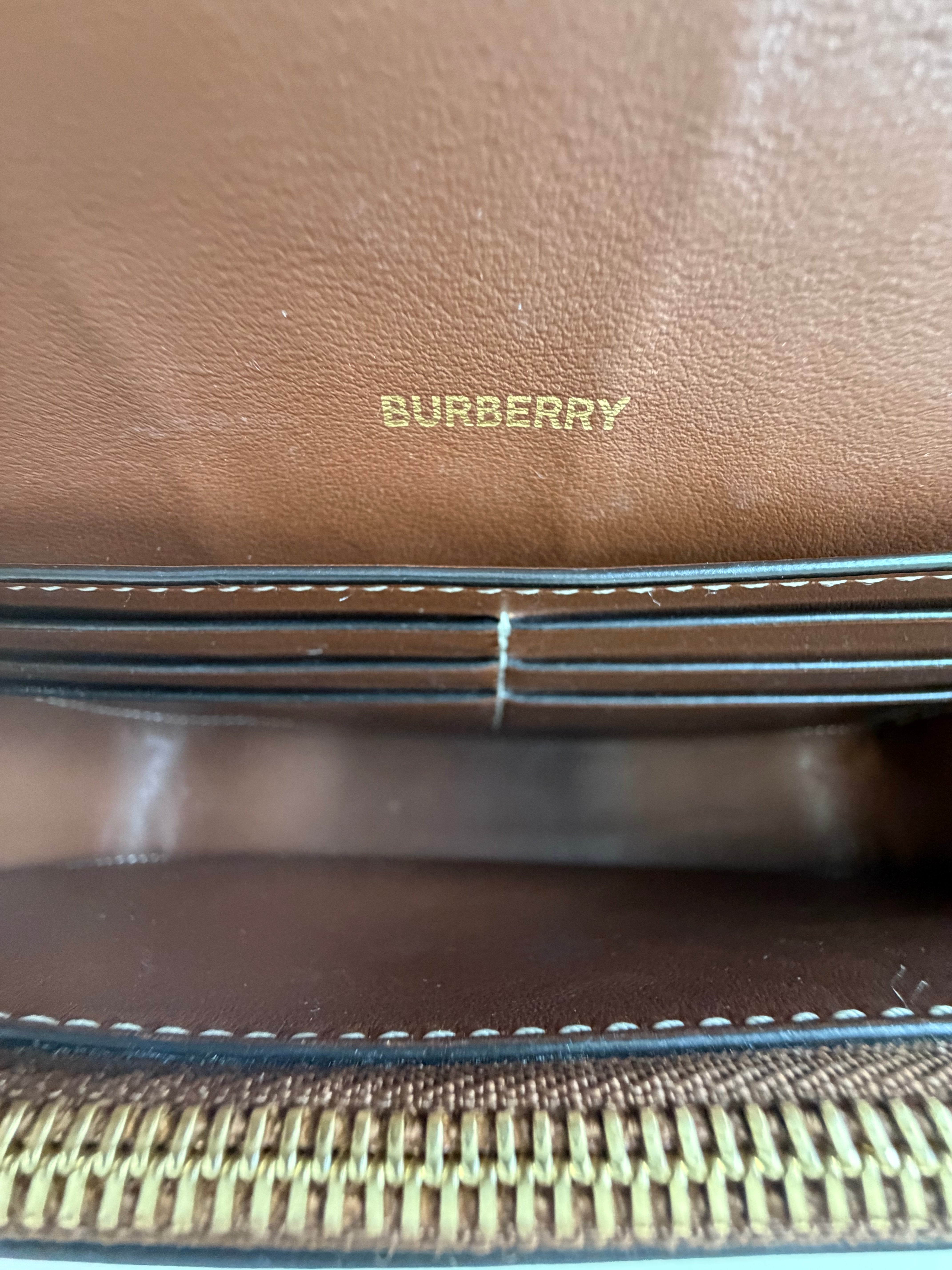 Burberry Leather-trimmed Printed Shoulder Bag with GHW