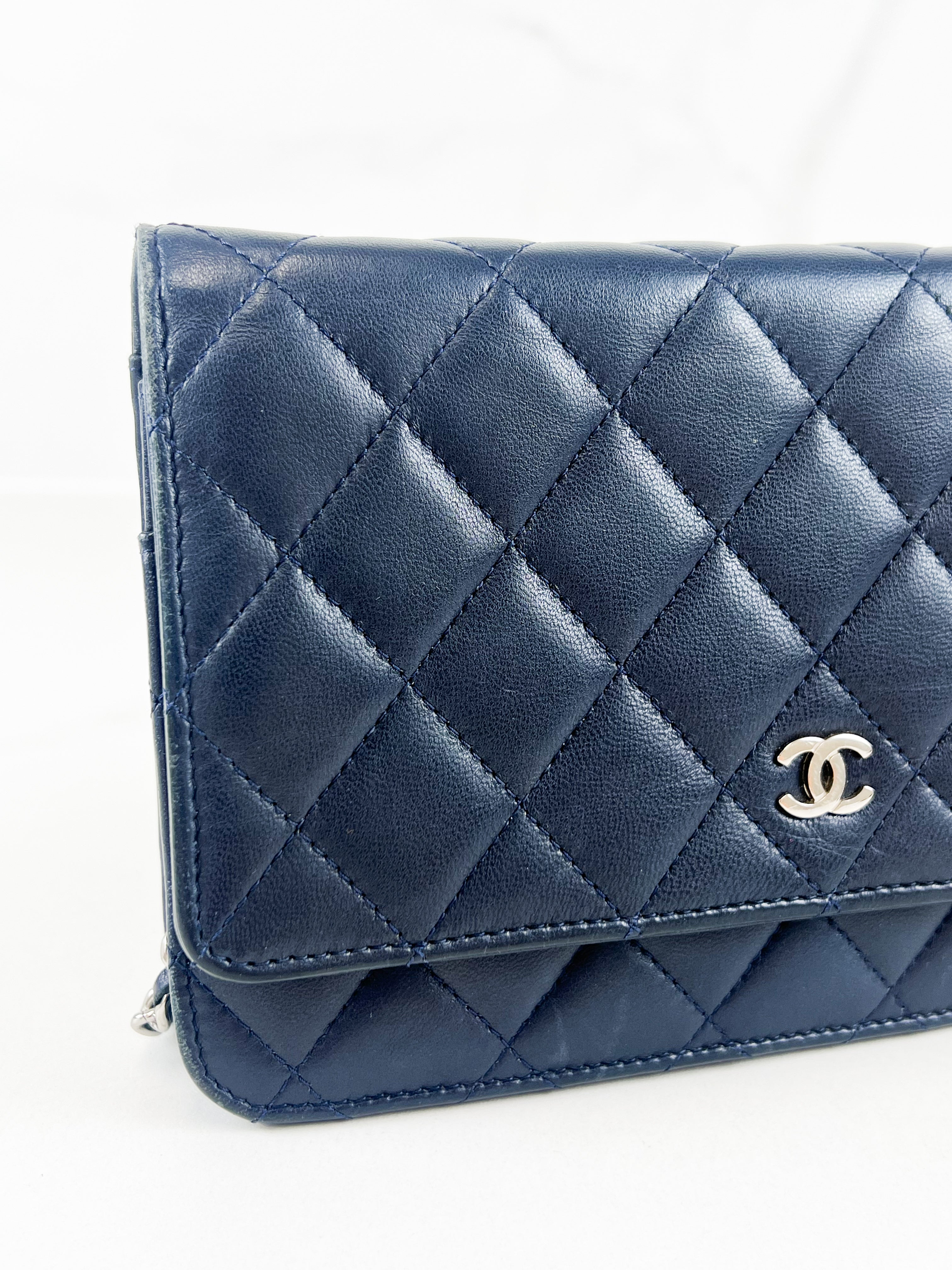 Chanel Navy Lambskin CC WOC with Light SHW