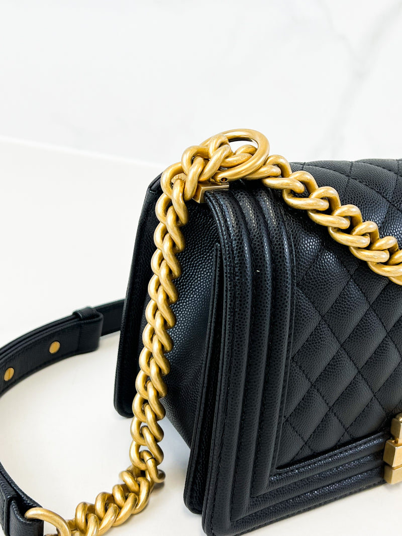 Chanel Black Old Medium Caviar Boy Bag GHW