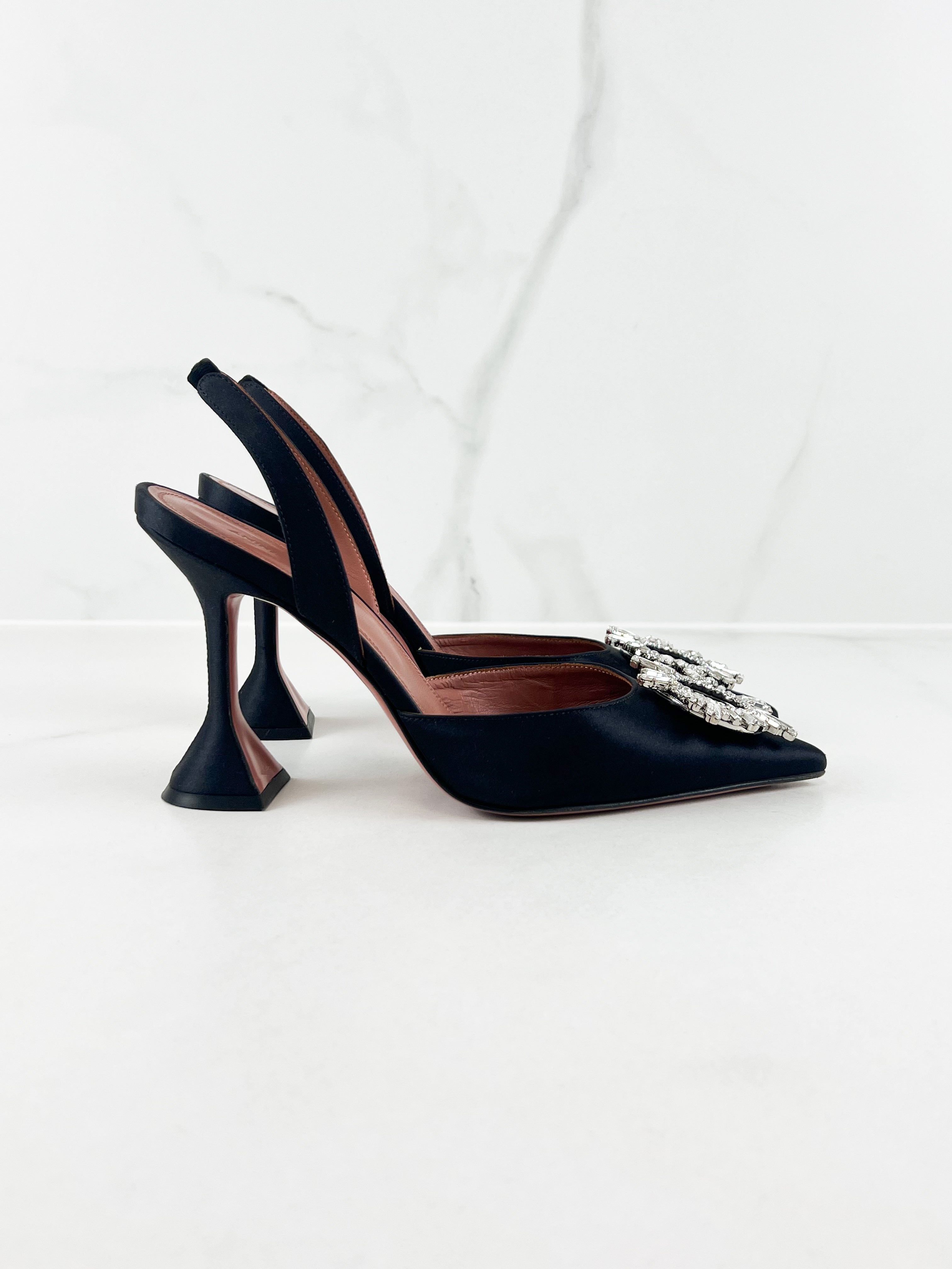 Amina Muaddi Begum Black 95 Slingback Size 39