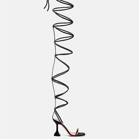 Amina Muaddi x AWGE LSD Embellished Thigh High Gladiator Sandal Size 37