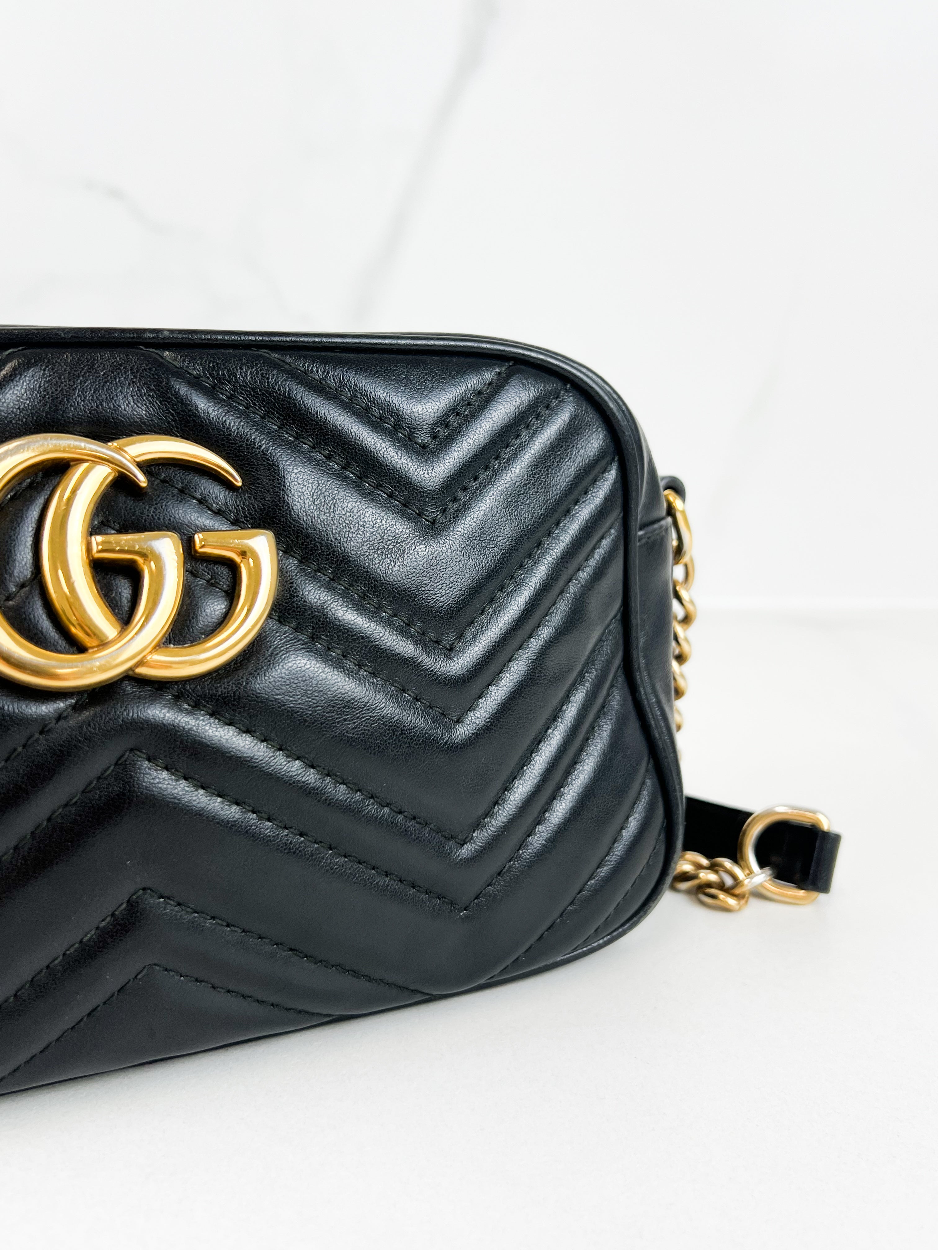 Gucci Black GG Small Marmont Shoulder Bag
