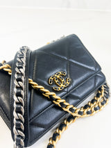 Chanel 19 Black Wallet on Chain WOC in Lambskin Leather