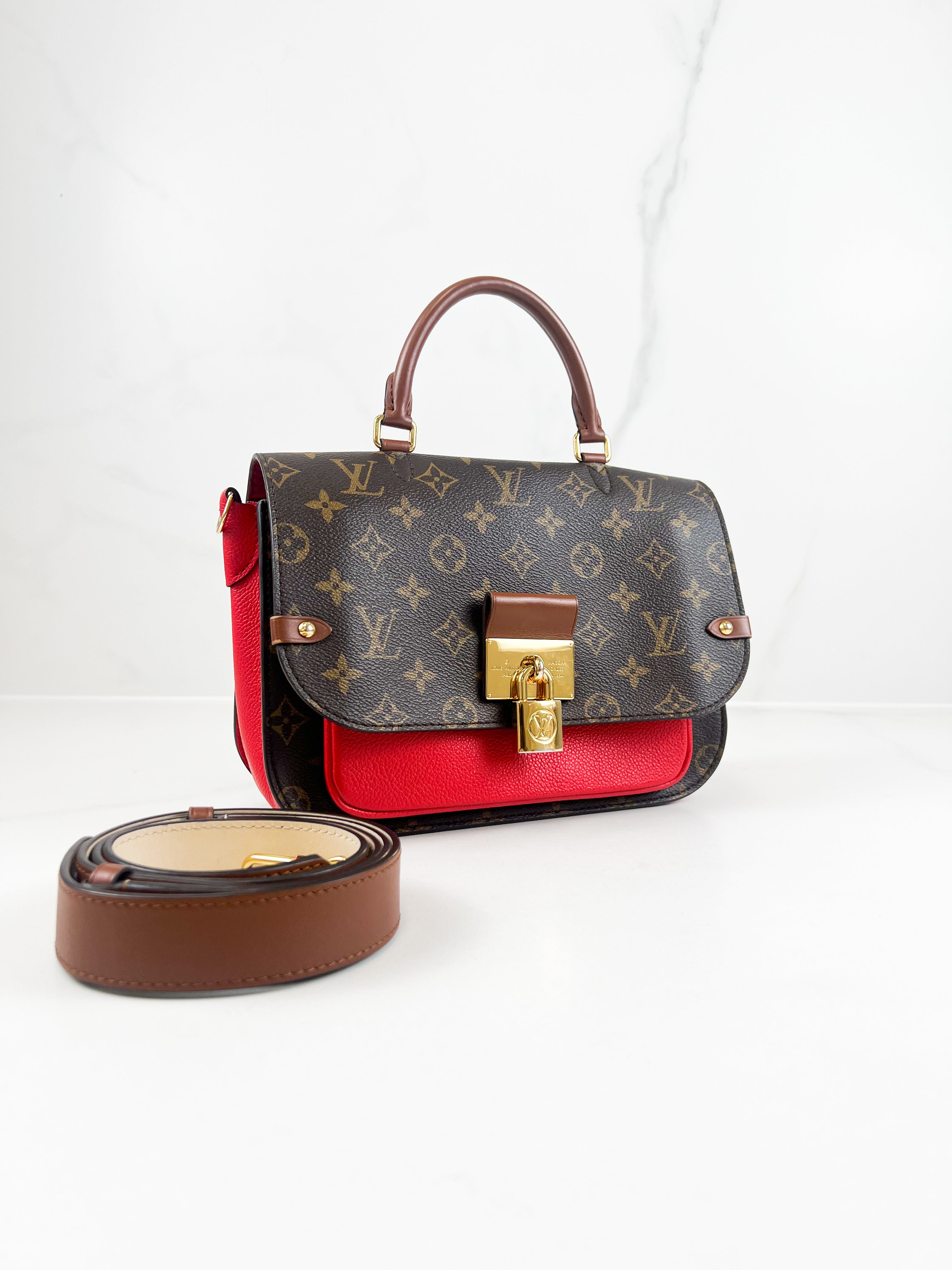 Louis Vuitton Vaugirard Monogram Bag in Coated Canvas/Red Leather