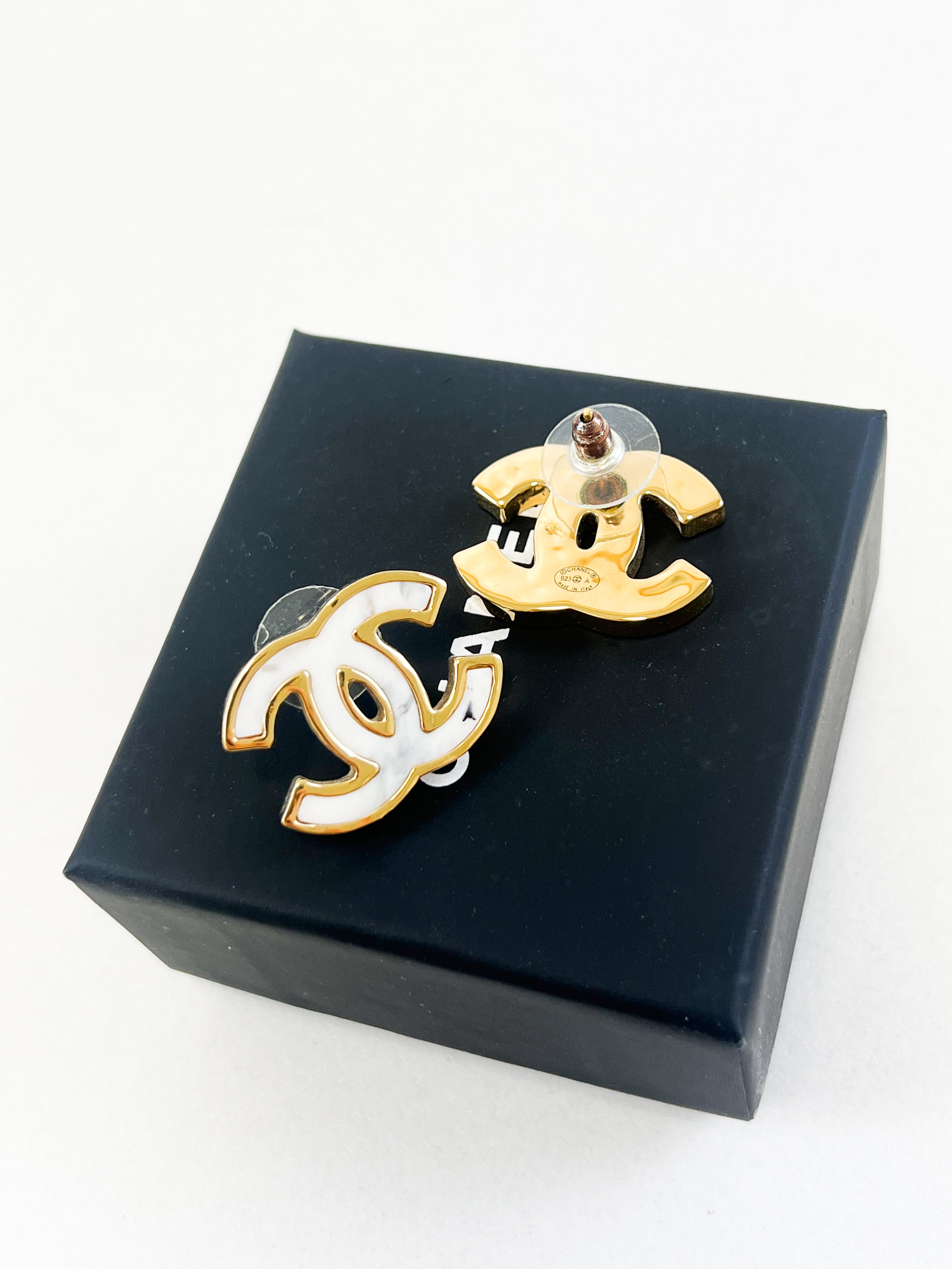 Chanel CC Stud Earrings with GHW