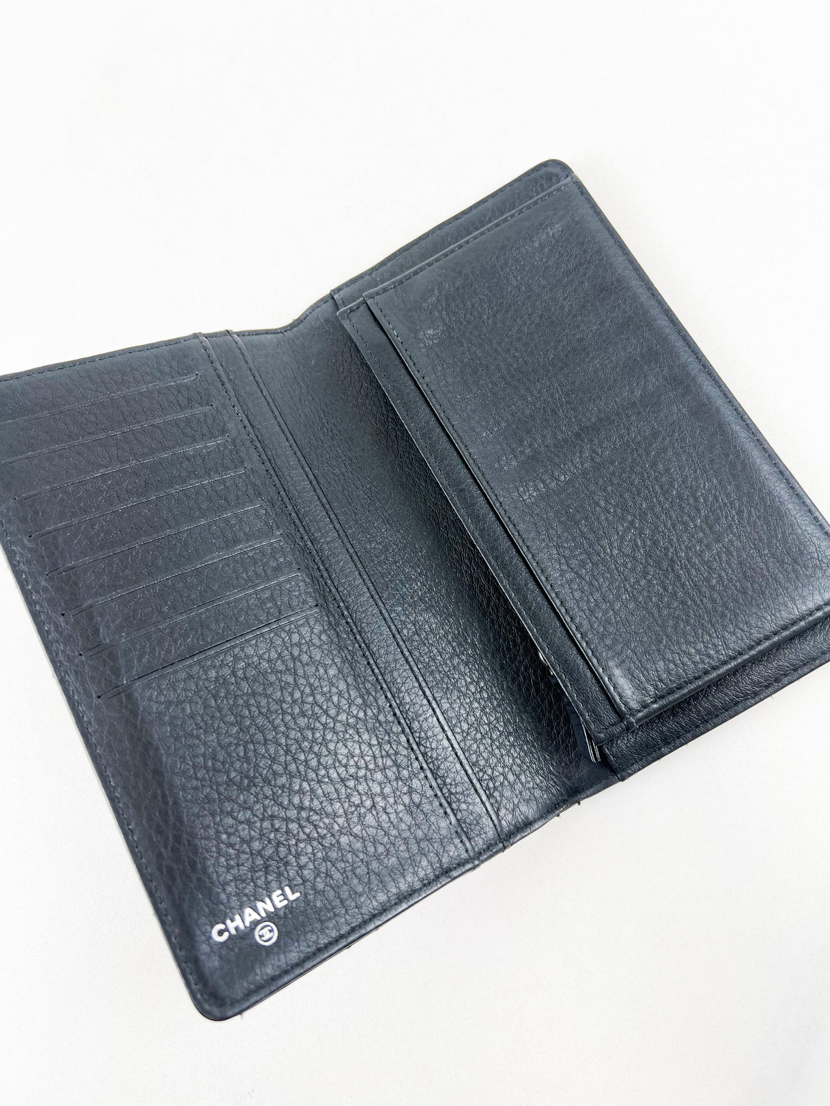 Chanel CC Black Aged Calfskin Flap Wallet SHW