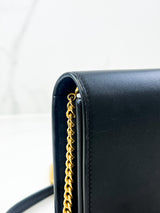 Saint Laurent Black Calfskin Monogram Kate Tassel Chain Wallet GHW