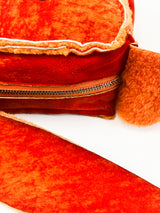 Chanel Vintage Orange Sheepskin Suede Logos Shoulder Bag