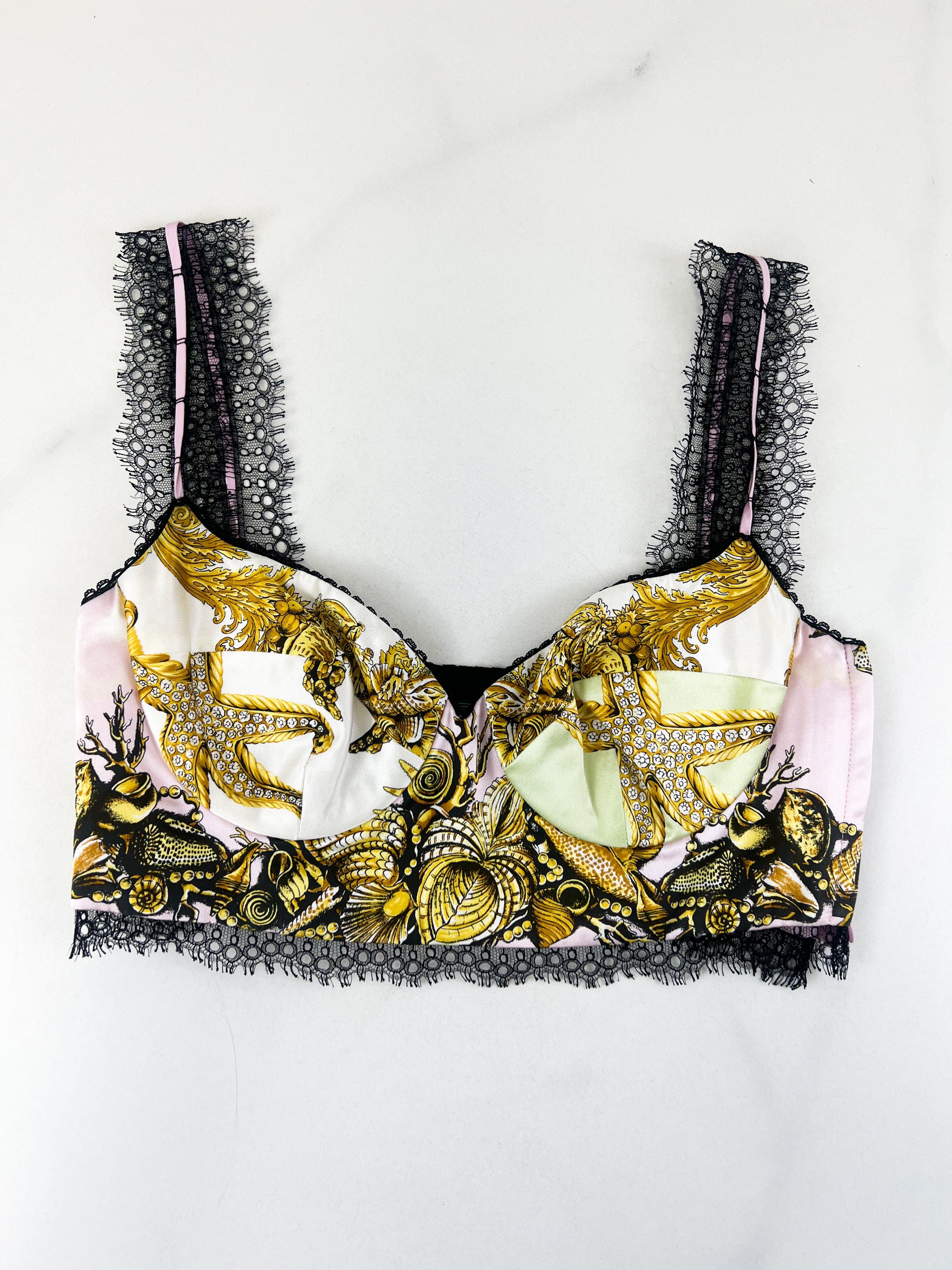 Versace Pleated Printed Silk Twill Mini Skirt & Bustier Set