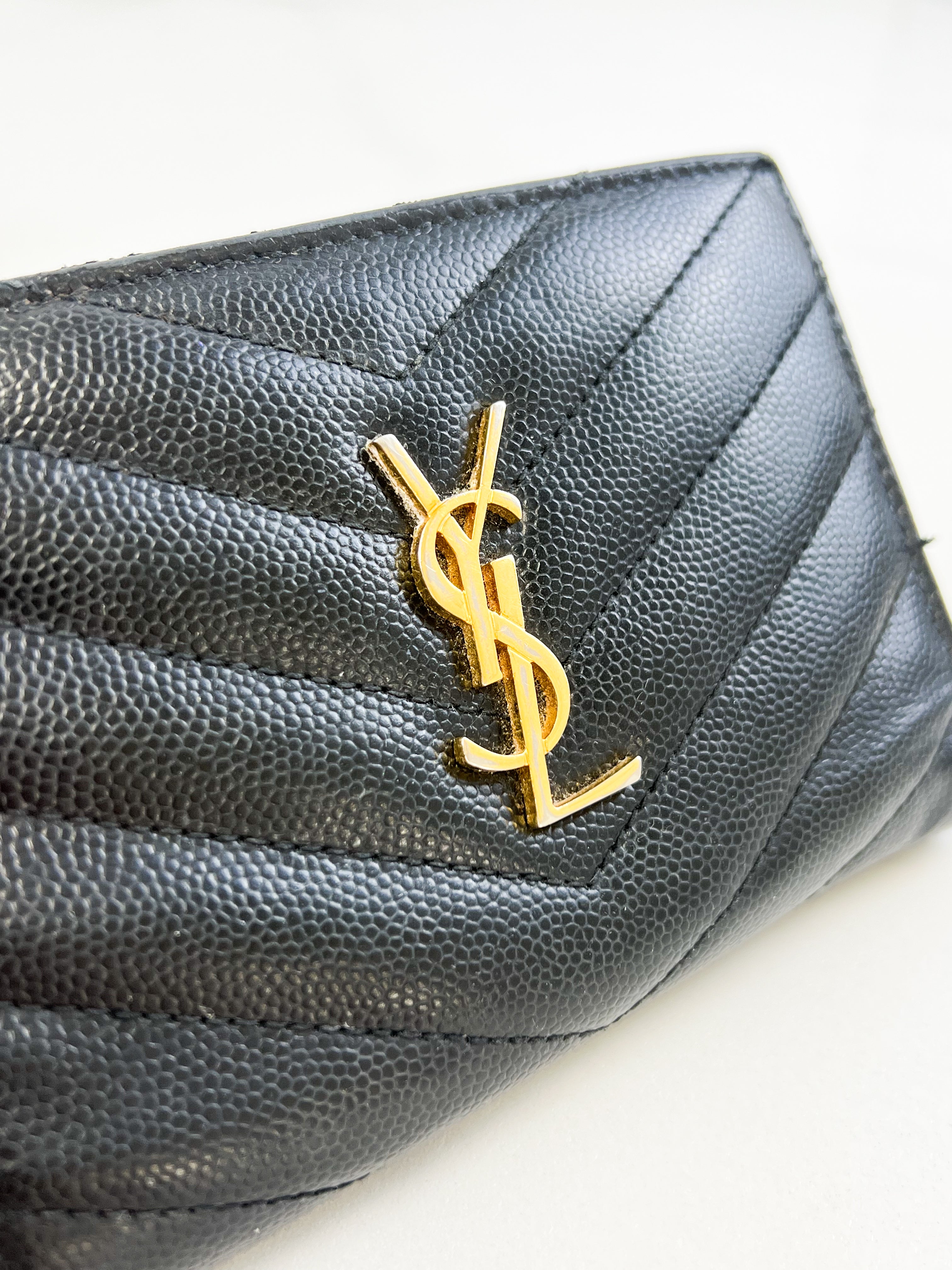 Saint Laurent Black Small Envelope Wallet with GHW