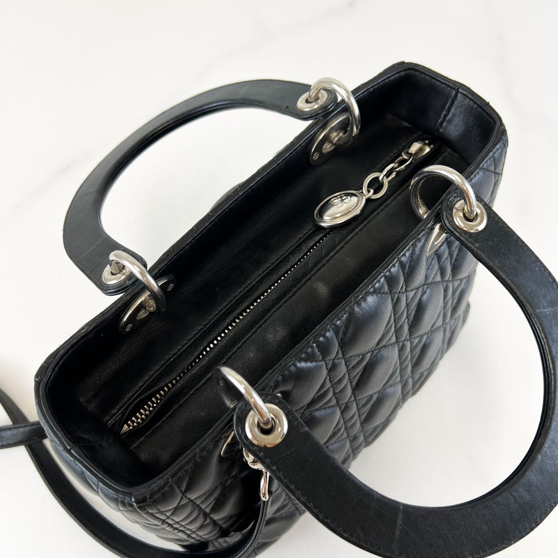 Christian Dior Black Lady Dior with Silver Hardware