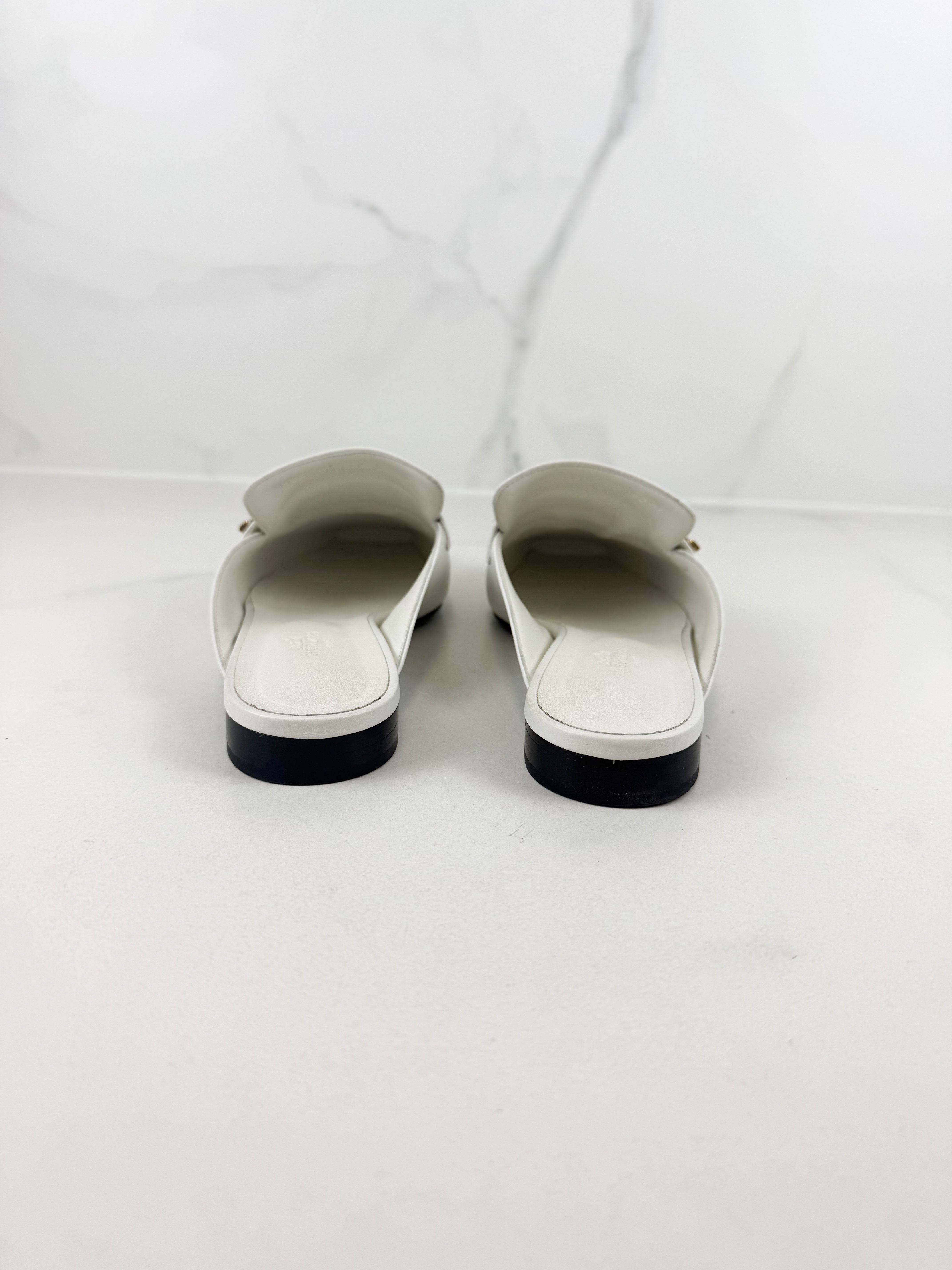 Hermes Groupie Mule Blanc Size 40