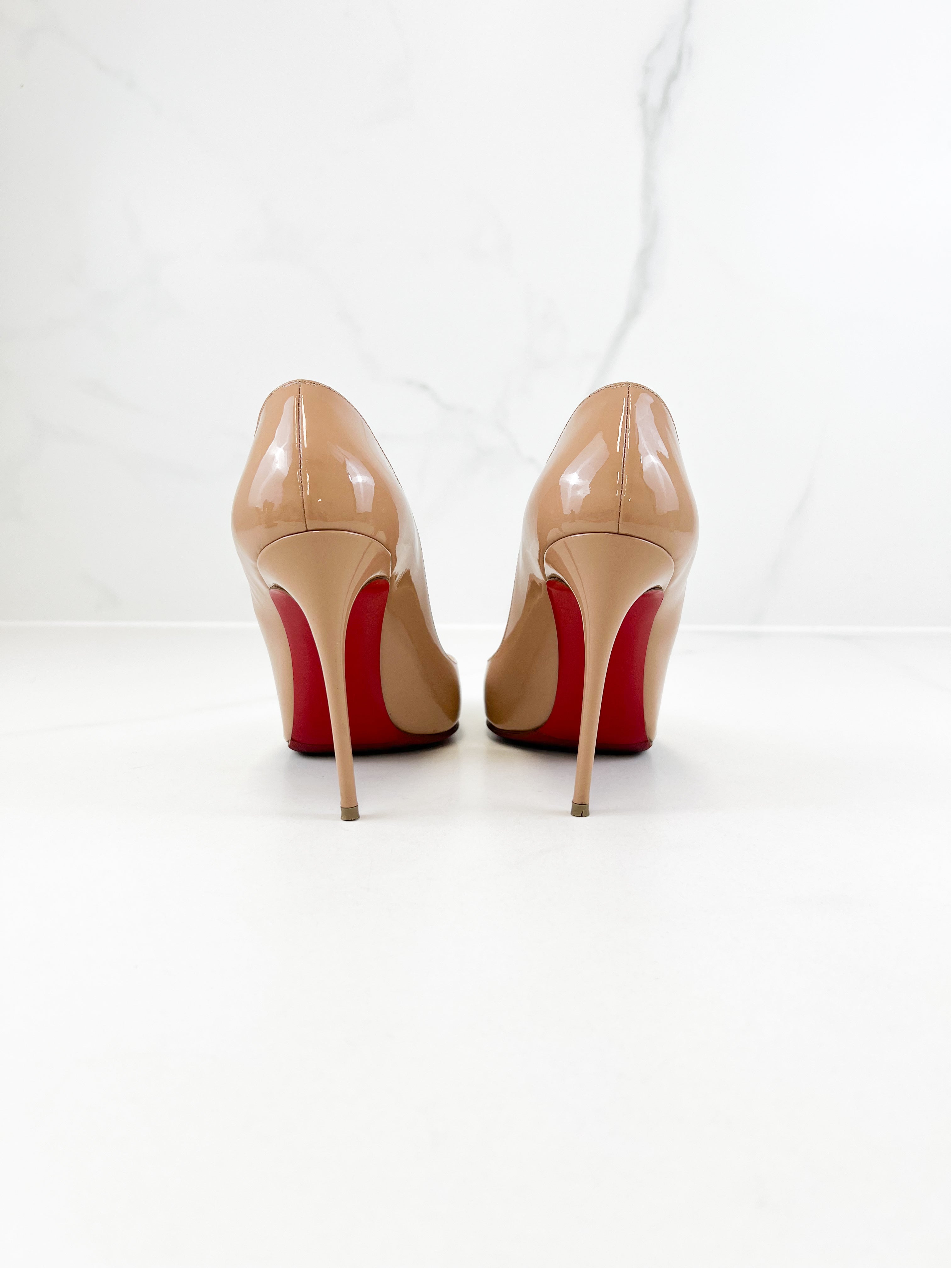 Christian Louboutin Beige Pigalle Follies 100 Patent Size 37