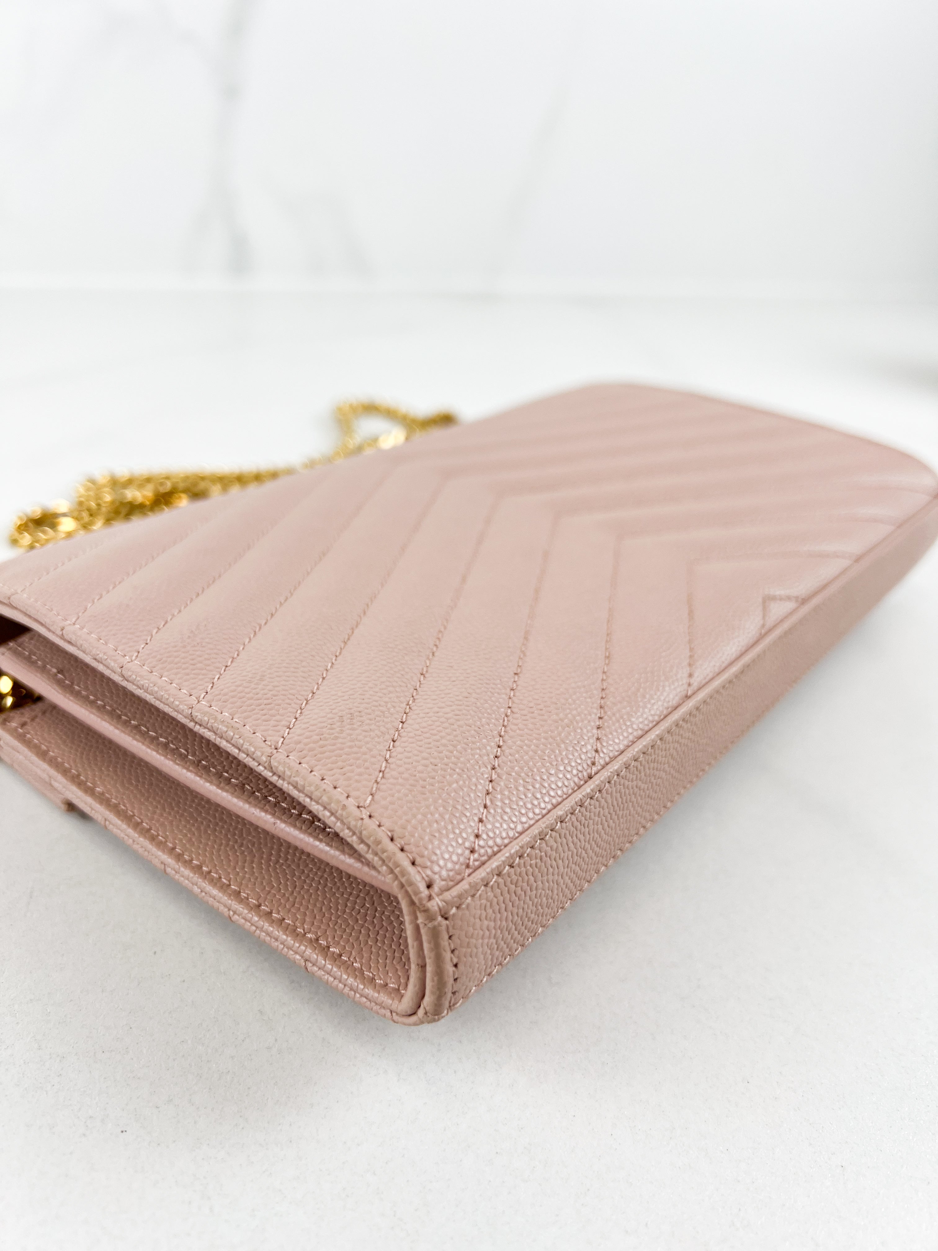 Saint Laurent Cassandre Envelope Pink WOC with GHW