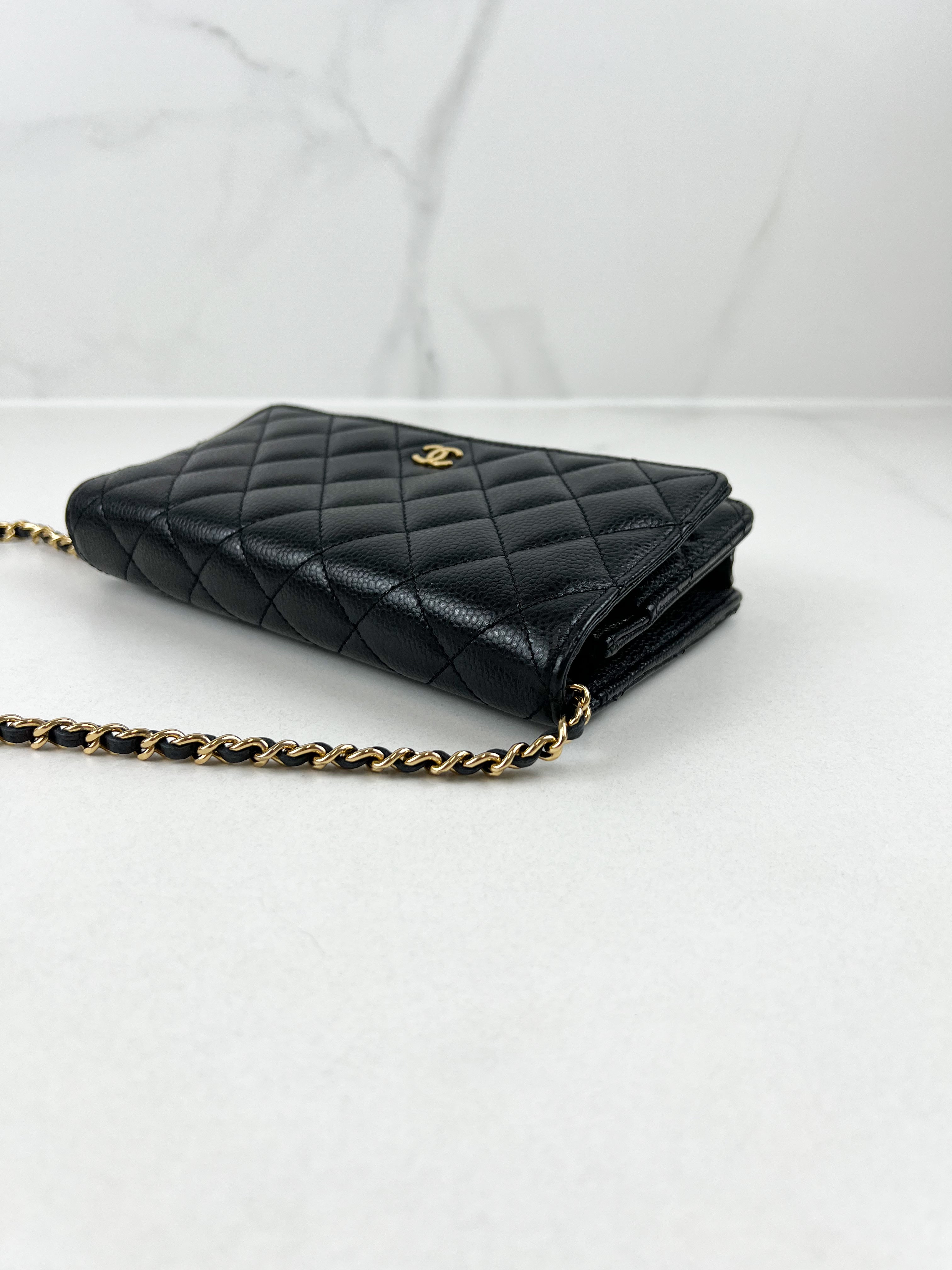 Chanel Black Classic Caviar CC WOC with GHW