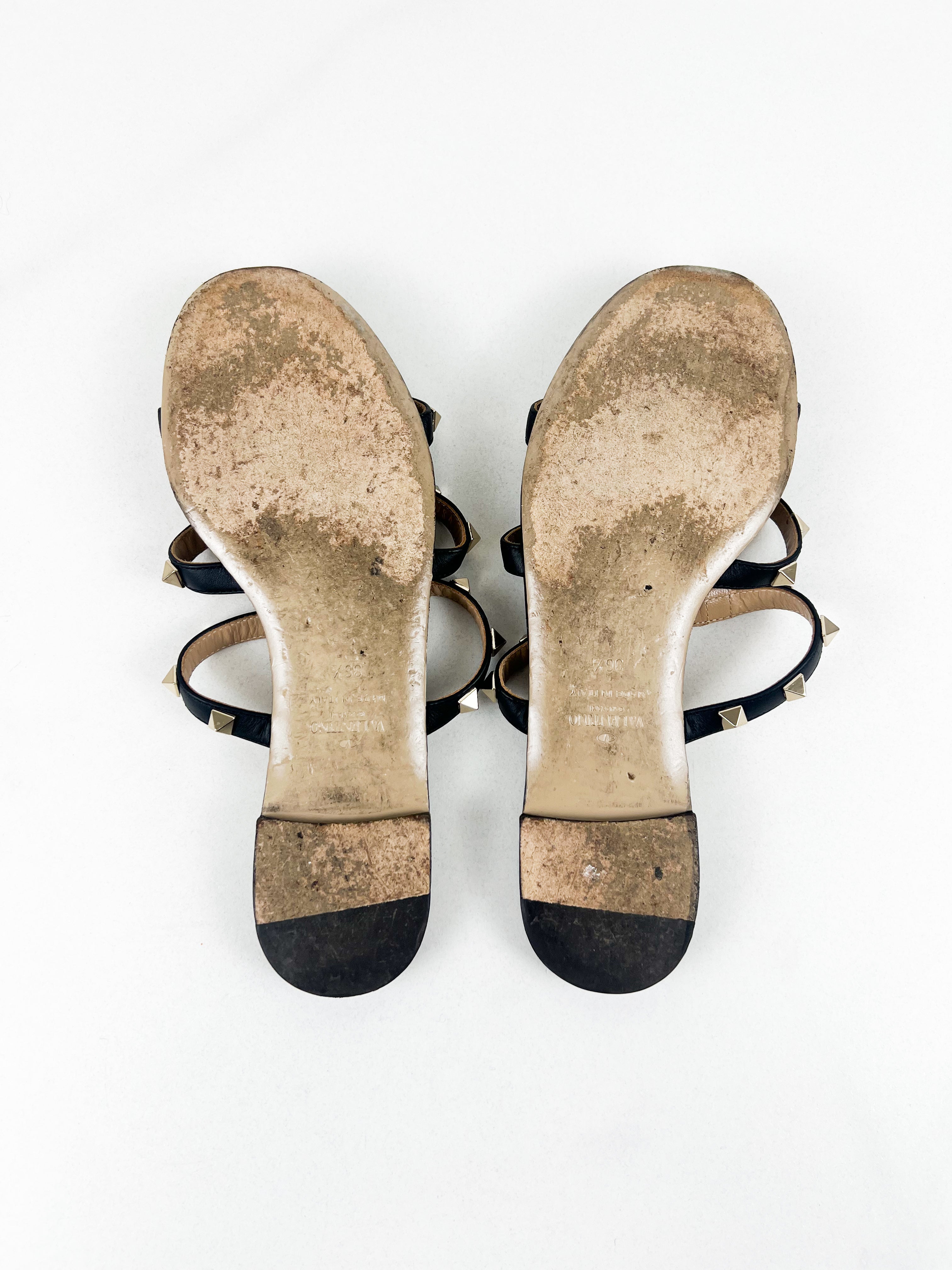 Valentino Garavani Caged Black Rockstud Slides
