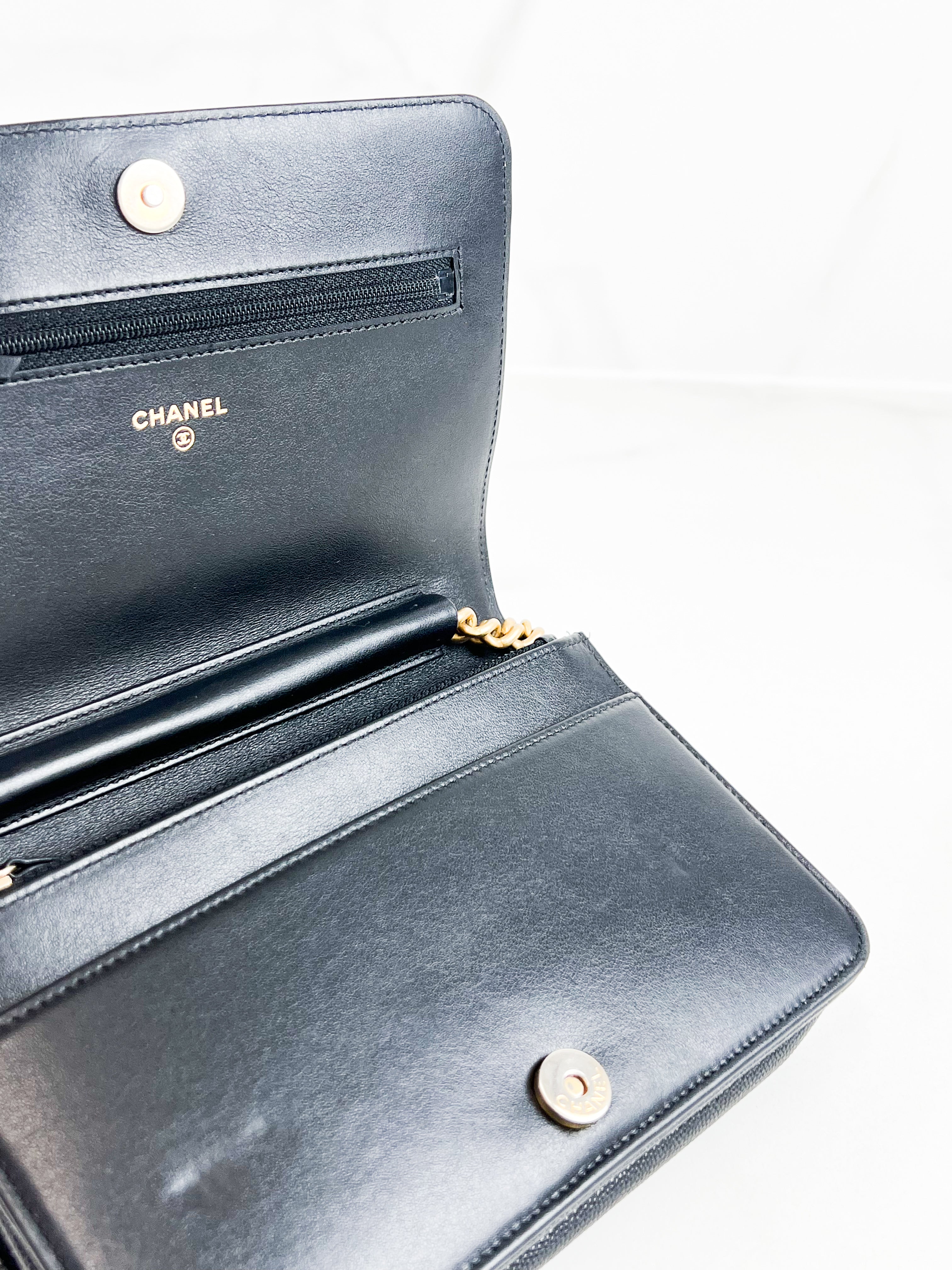 Chanel Boy Wallet on Chain Caviar with GHW