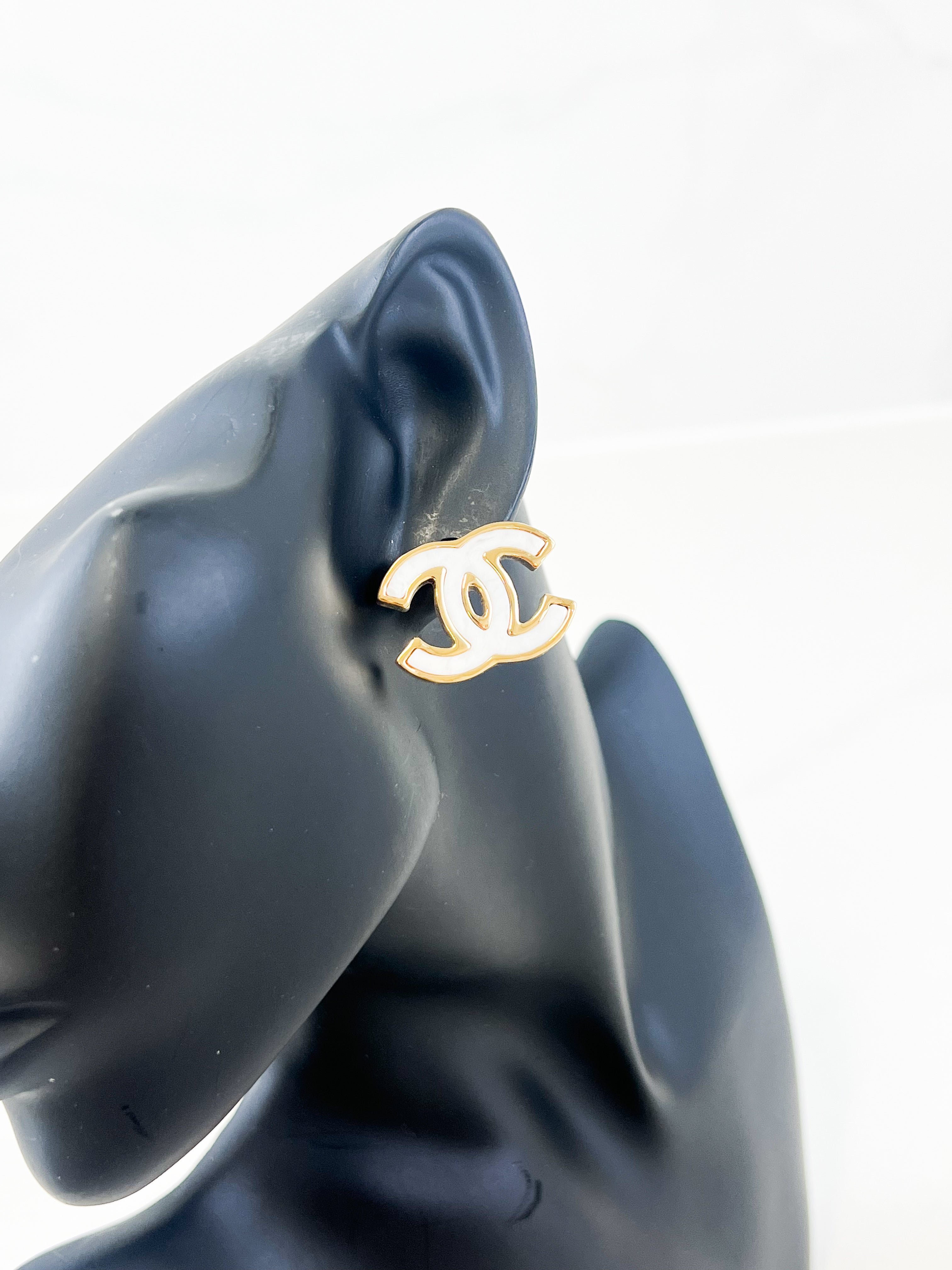 Chanel CC Stud Earrings with GHW