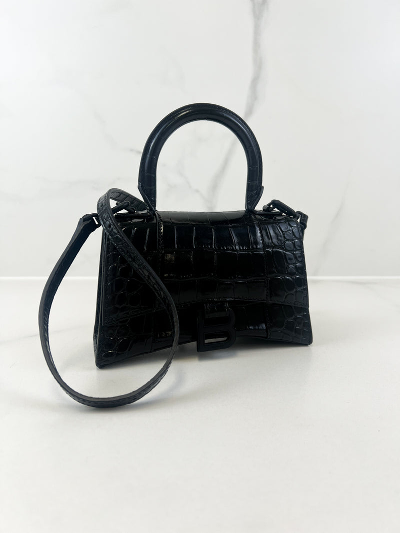 Balenciaga Black on Black Croc XS Hourglass