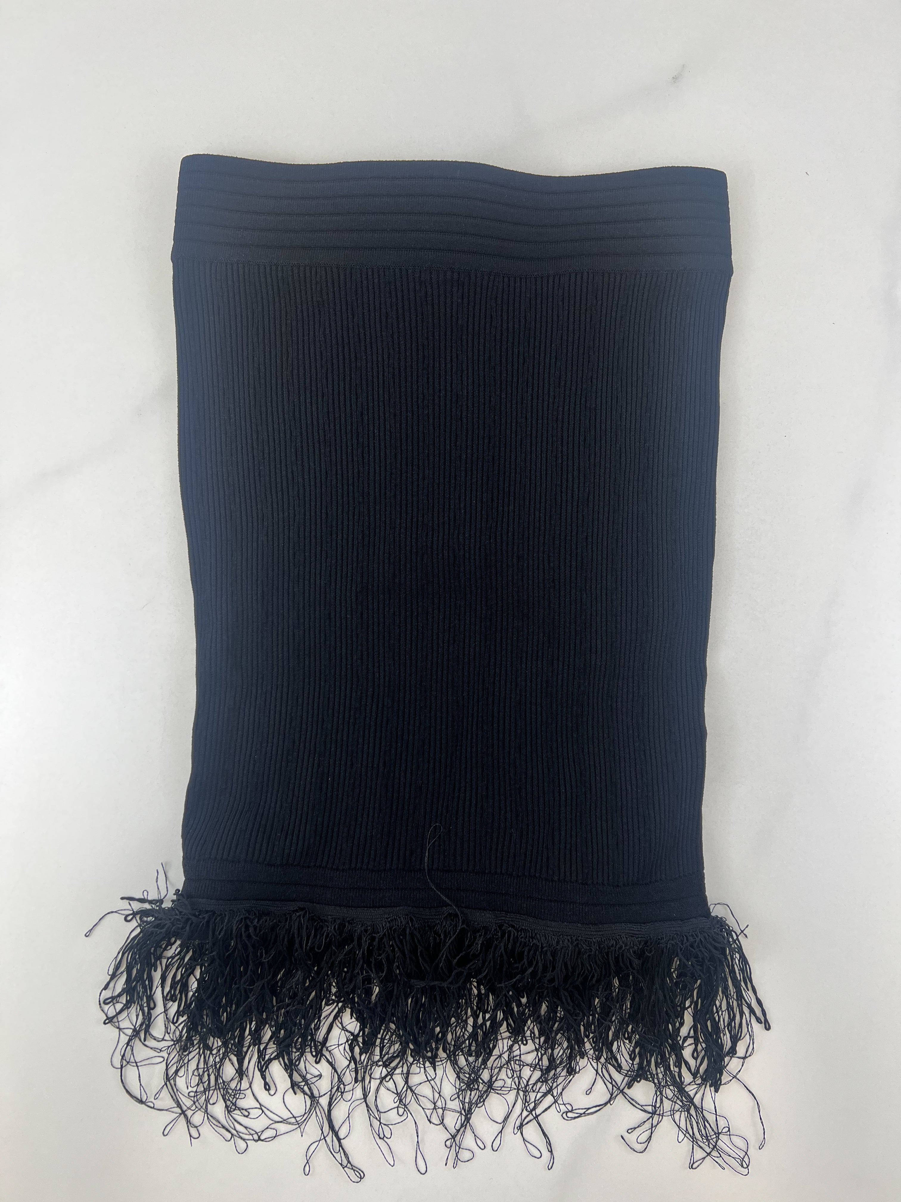 Balmain Fringed Ribbed-Knit Mini Skirt Size 38