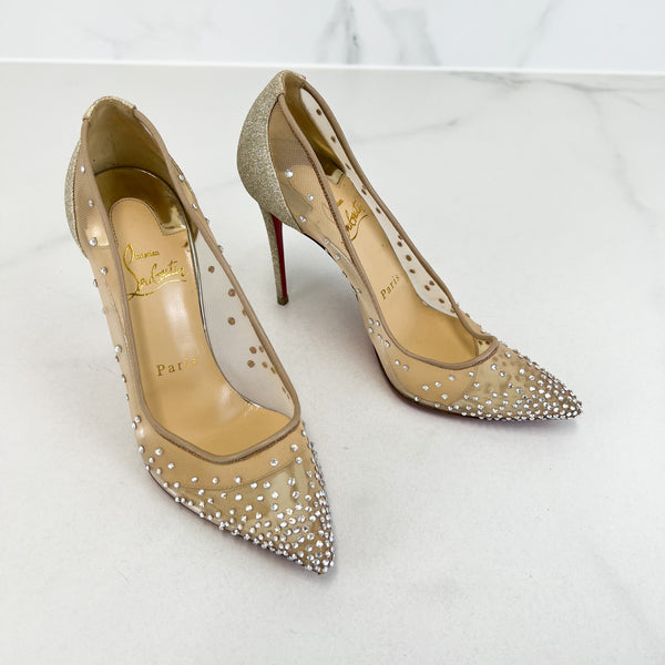 Christian Louboutin Follies Strass 100mm Size 35.5