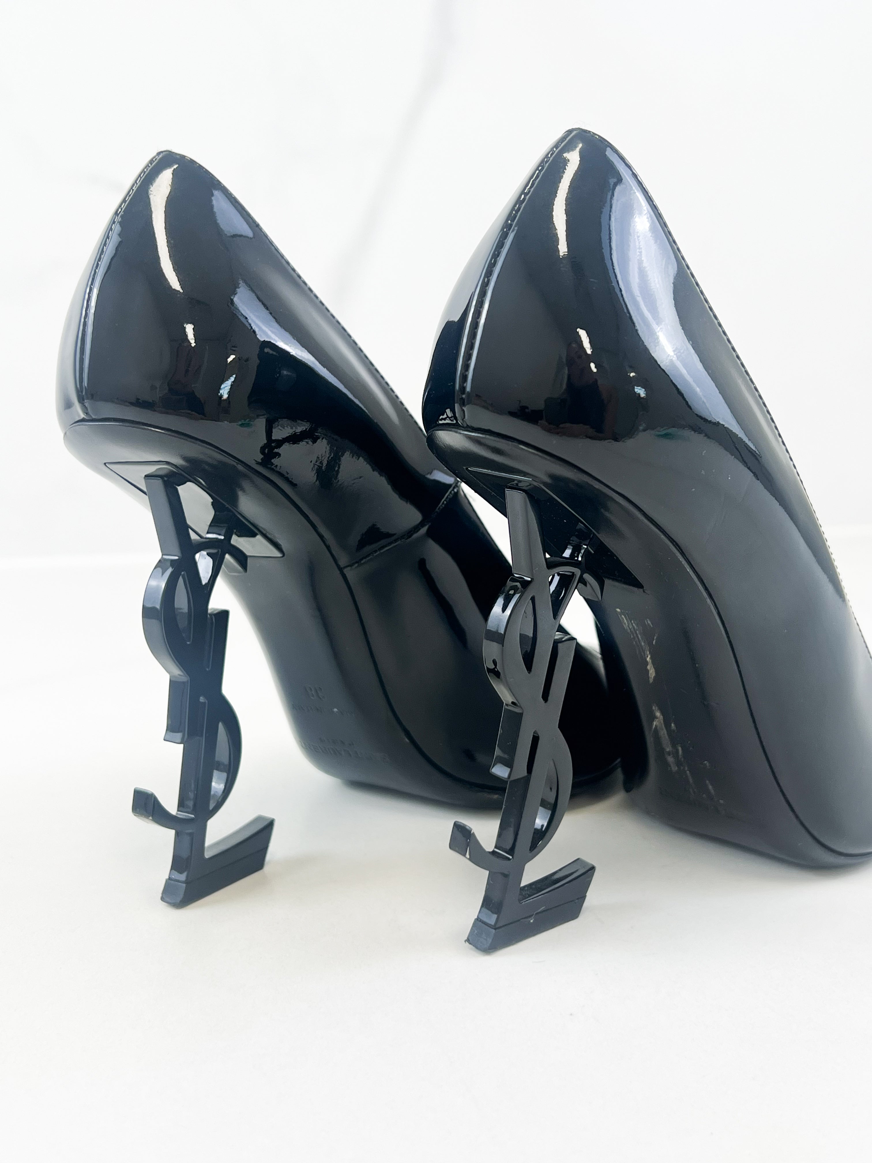 Saint Laurent Opyum Black Leather Pumps BHW Size 38