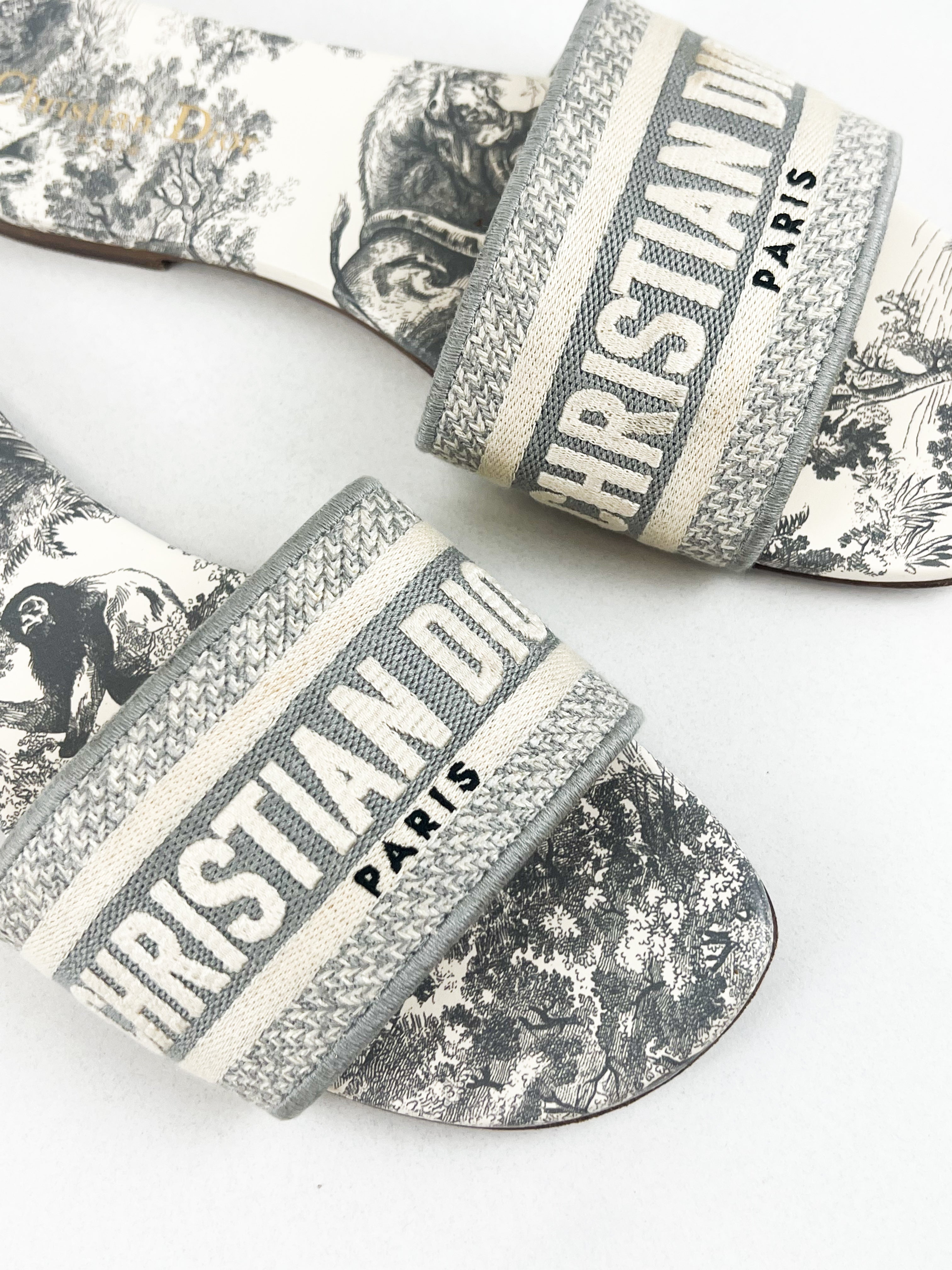 Christian Dior Grey Dway Slides Size 38