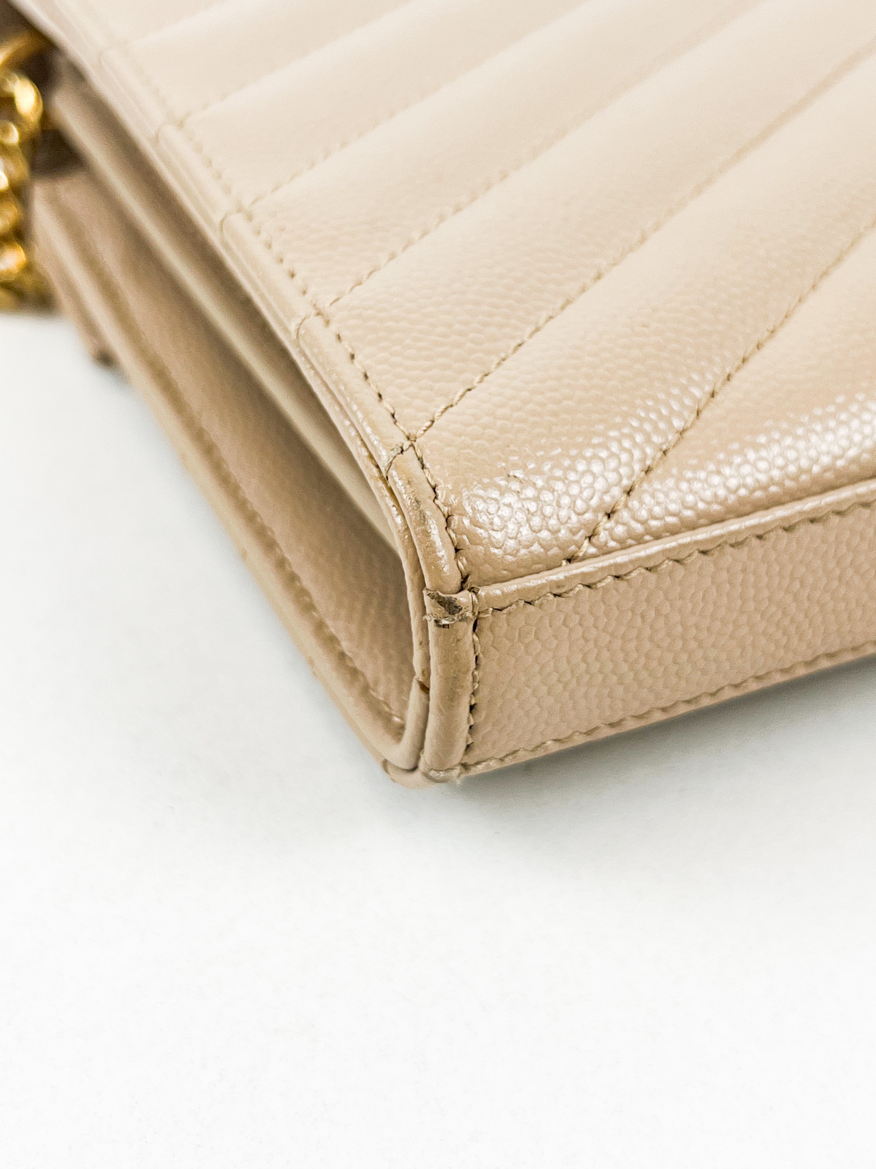 Saint Laurent Cassandra Matelasse Envelope Wallet on Chain