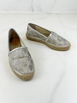 Gucci GG Espadrilles in Silver Canvas Size 38
