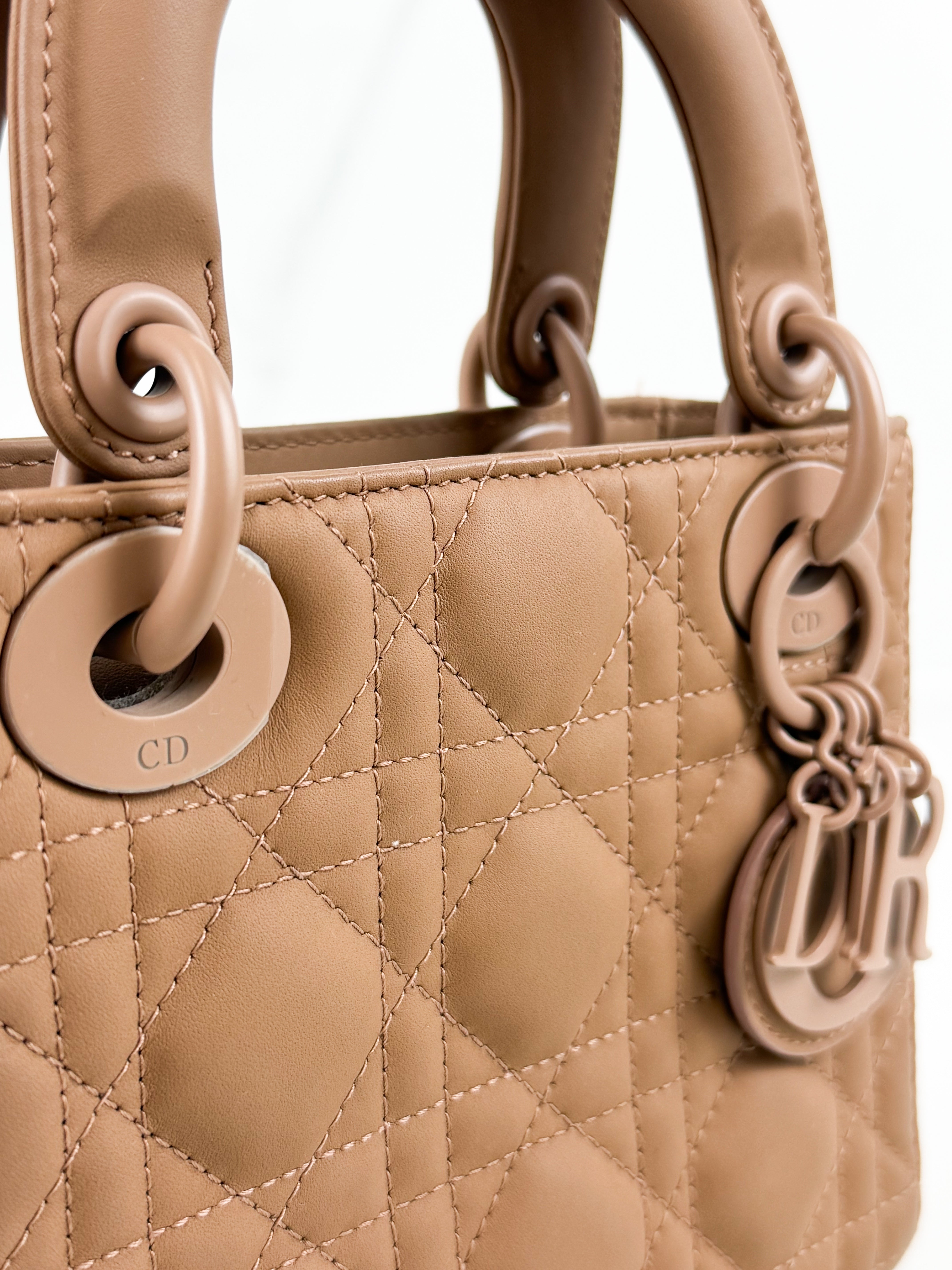 Christian Dior Mini Lady Dior Cannage Leather in Blush Pink Ultramatte