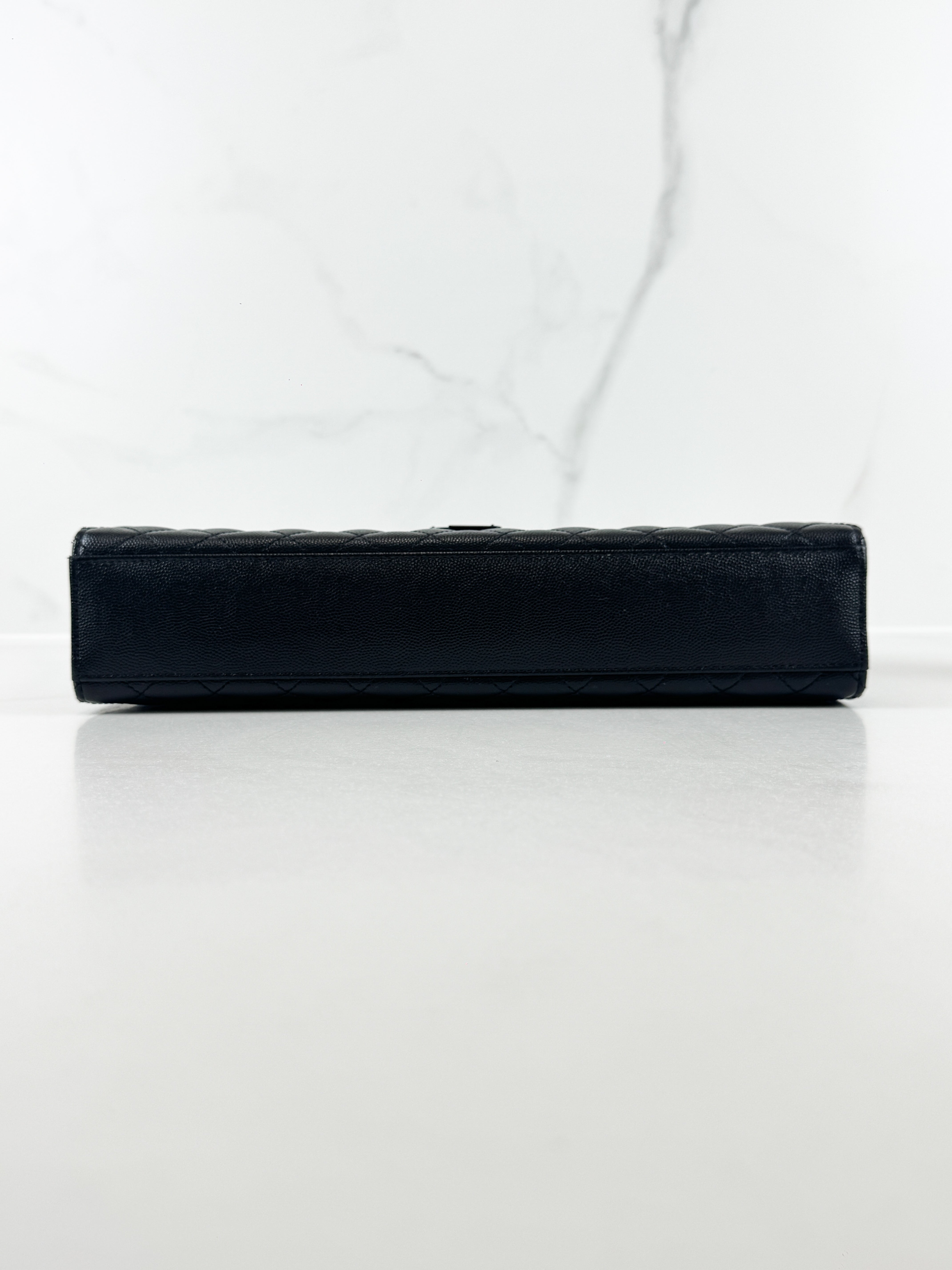 Saint Laurent Black Large Envelope Bag with Black Hardware