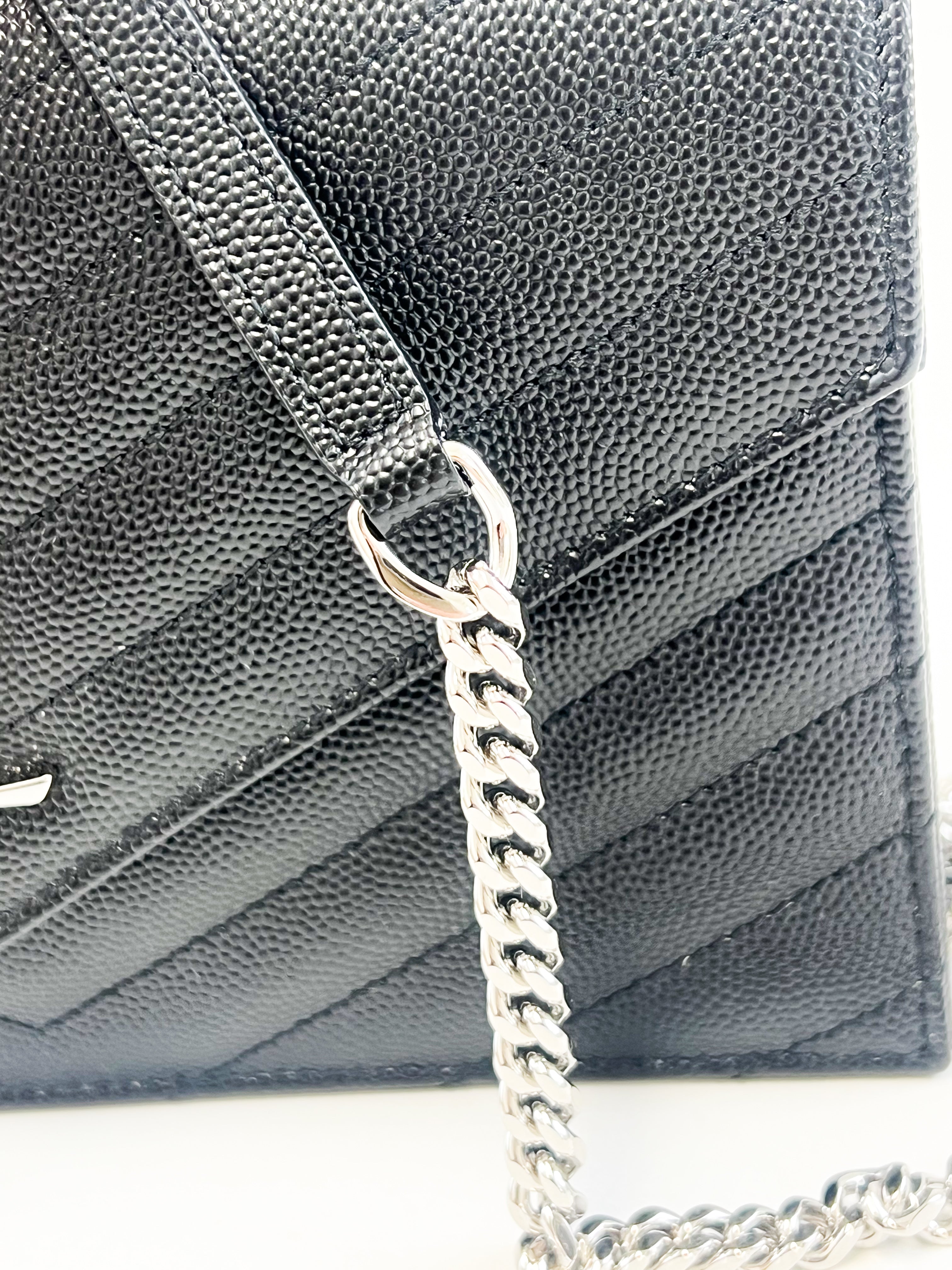 Saint Laurent Cassandra Matelasse Envelope Wallet on Chain