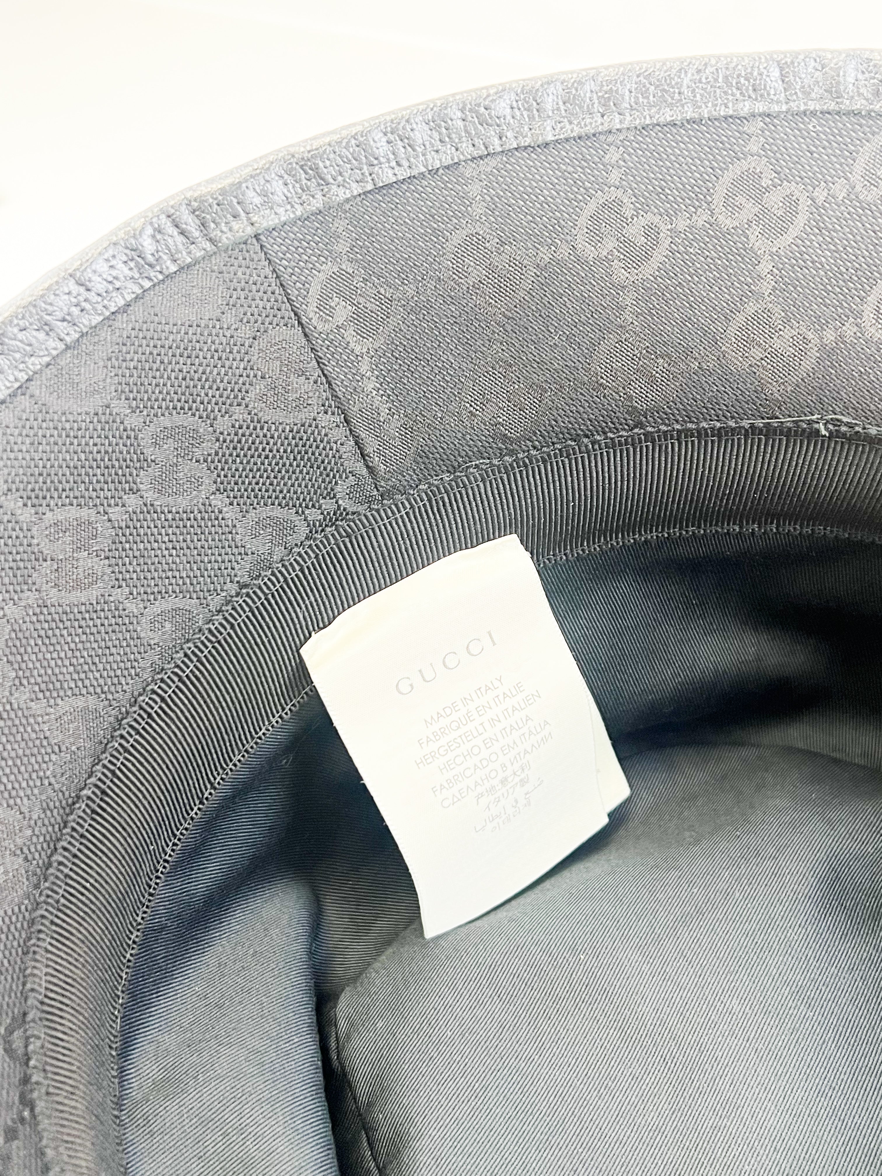Gucci Leather Trimmed Monogrammed Canvas Bucket Hat