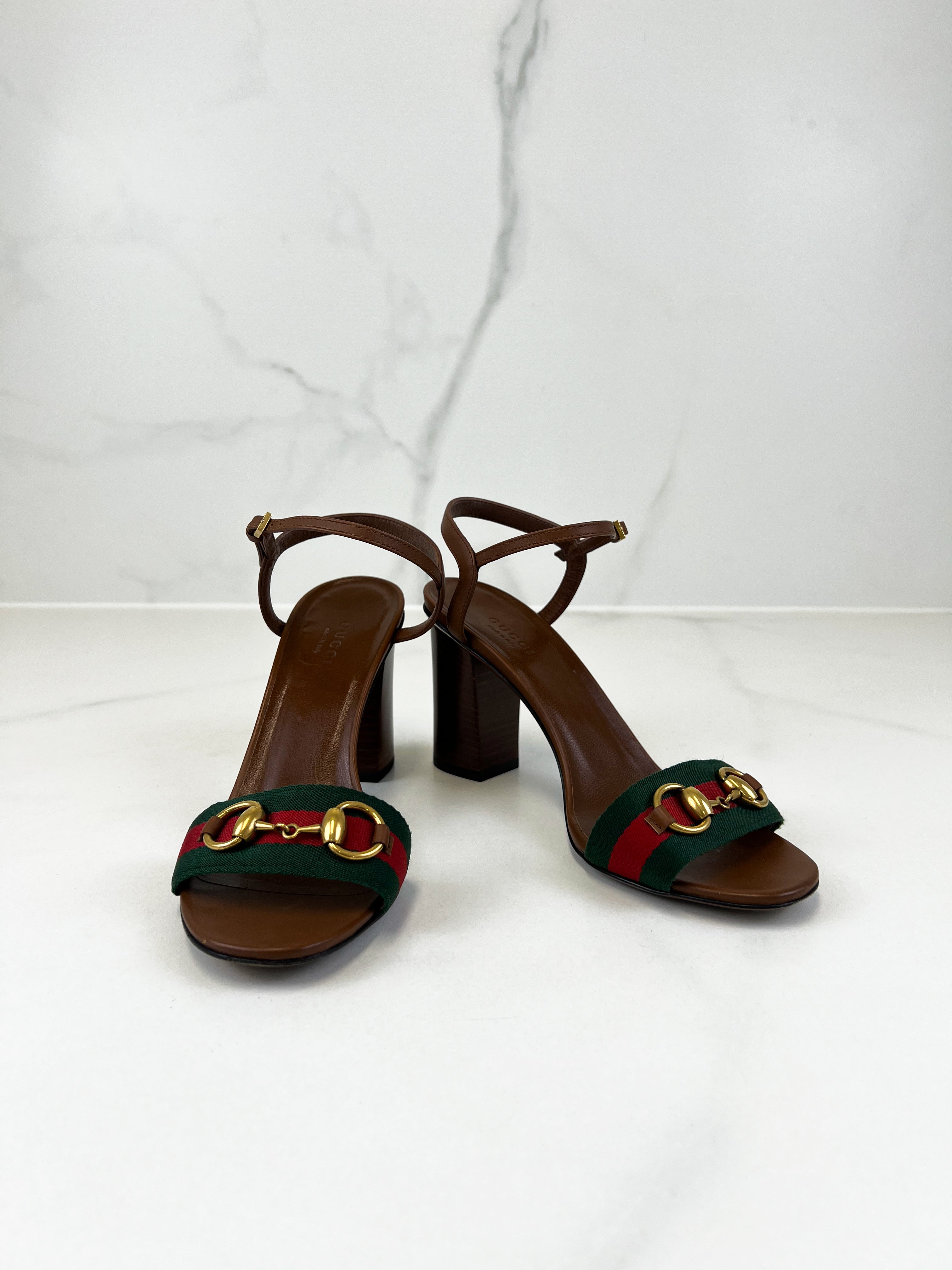 Gucci Horsebit Leather Heel Sandal 90mm Size 37