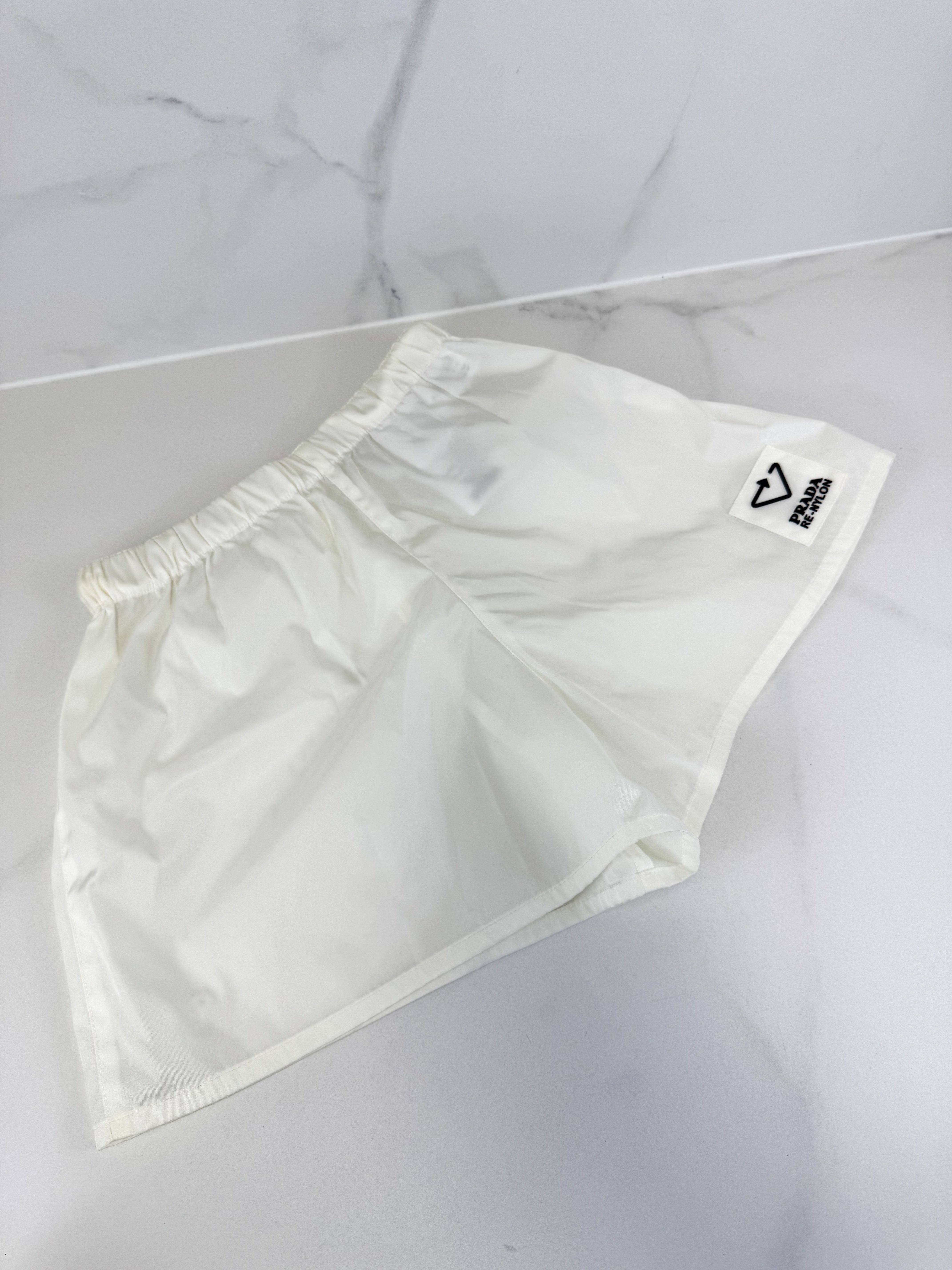 Prada White Re Nylon Shorts Size 42
