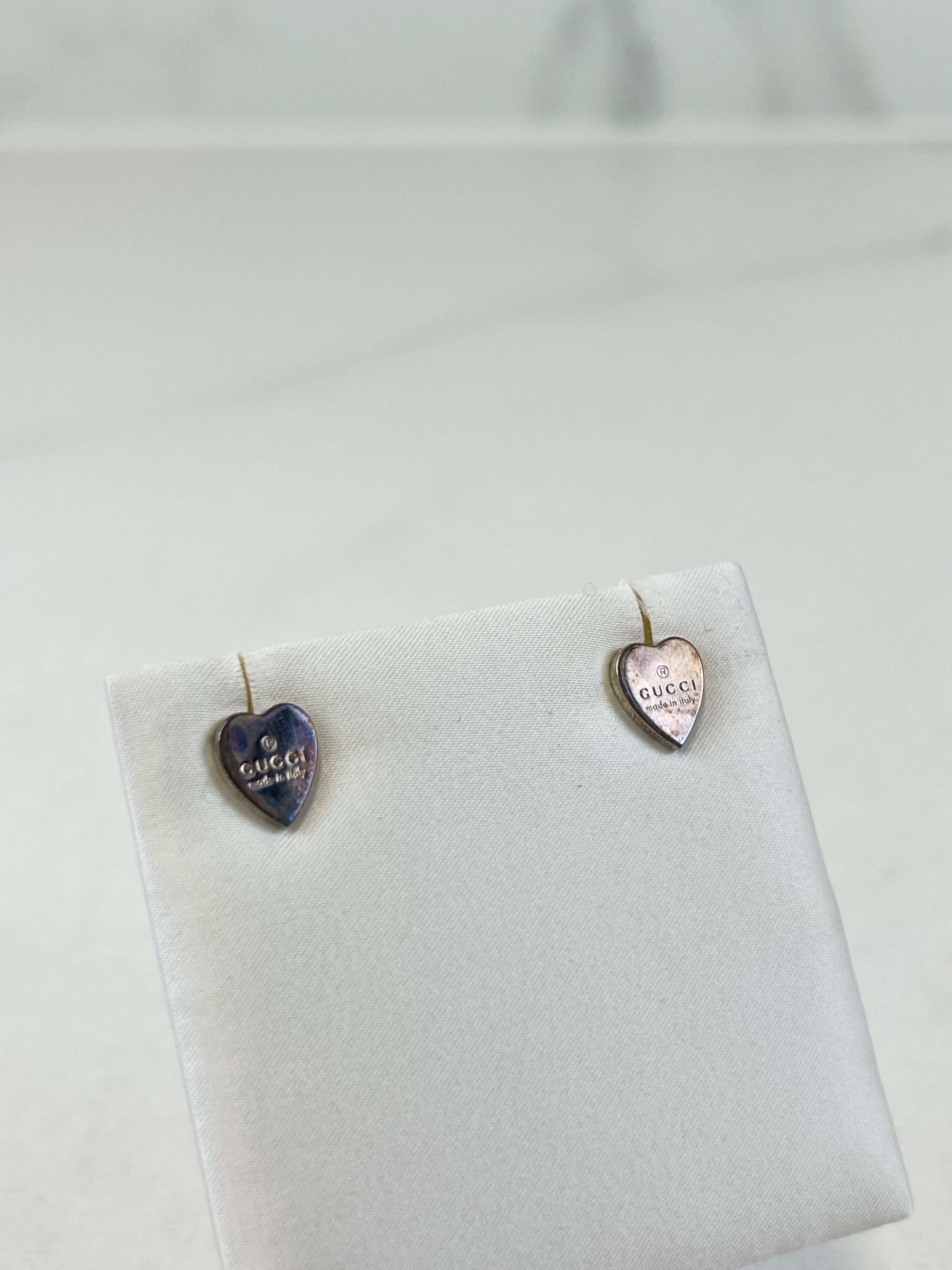 Gucci Trademark Heart Earrings in Silver