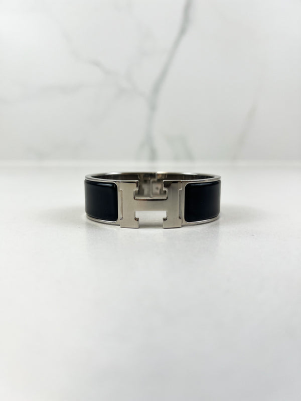 Hermes Clic H Black Enamel Bracelet