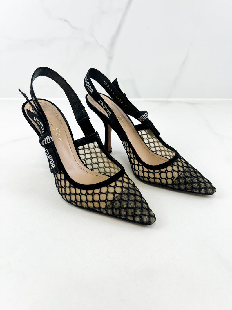 Christian Dior Black Slingback Pumps Size 35.5