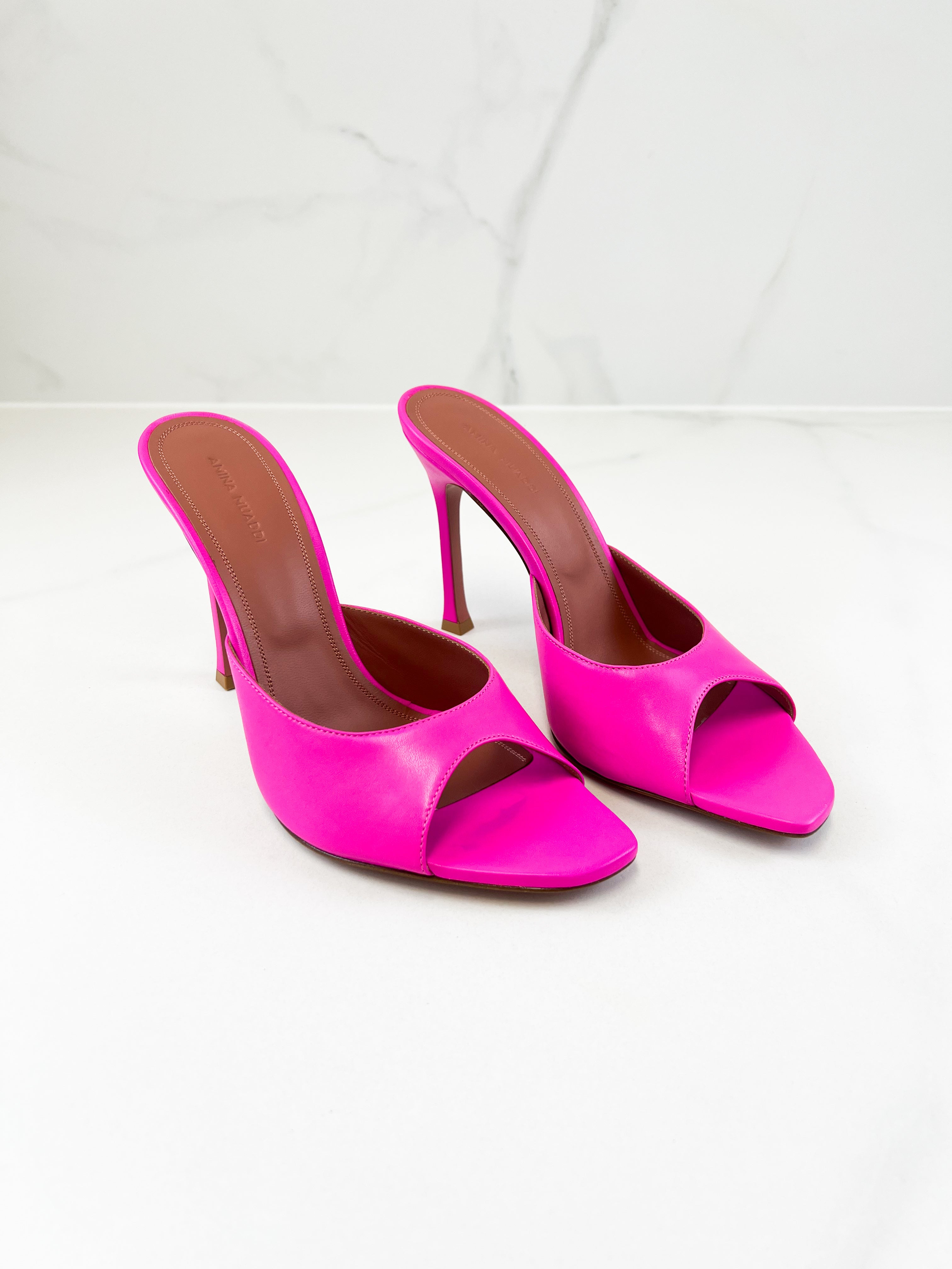 Amina Muaddi Alexa Leather Mule 105mm Size 40.5