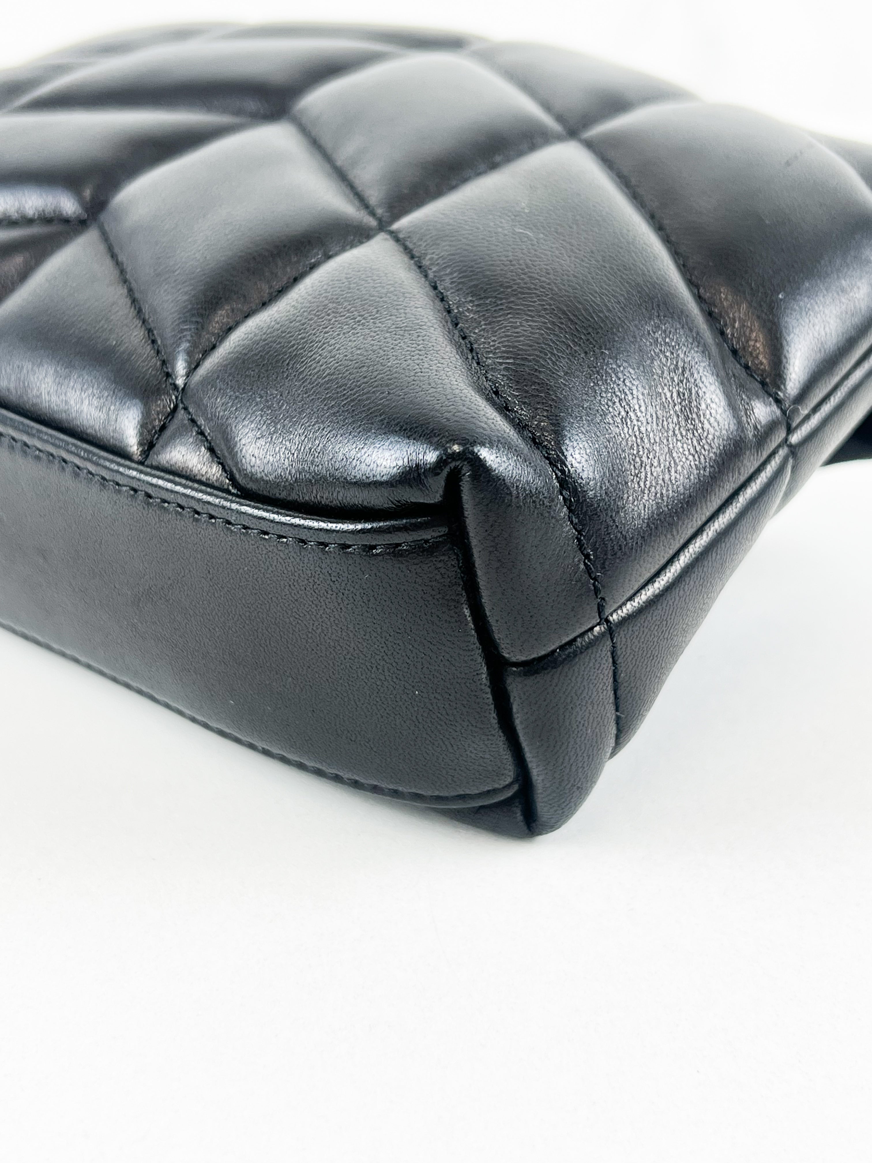 Saint Laurent Loulou Puffer Pouch in Black Lambskin