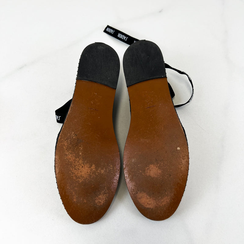 Christian Dior Black Mesh Polka Dot Espadrille Size 40