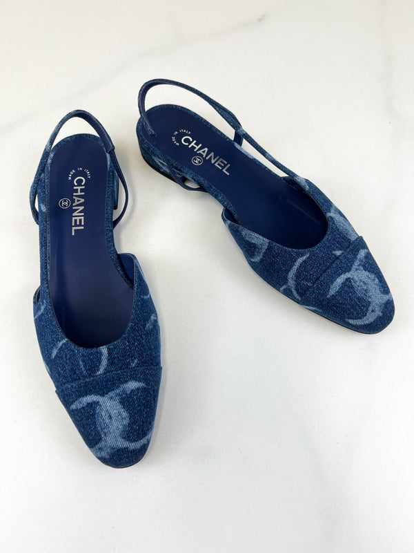 Chanel Denim Slingback Size 41