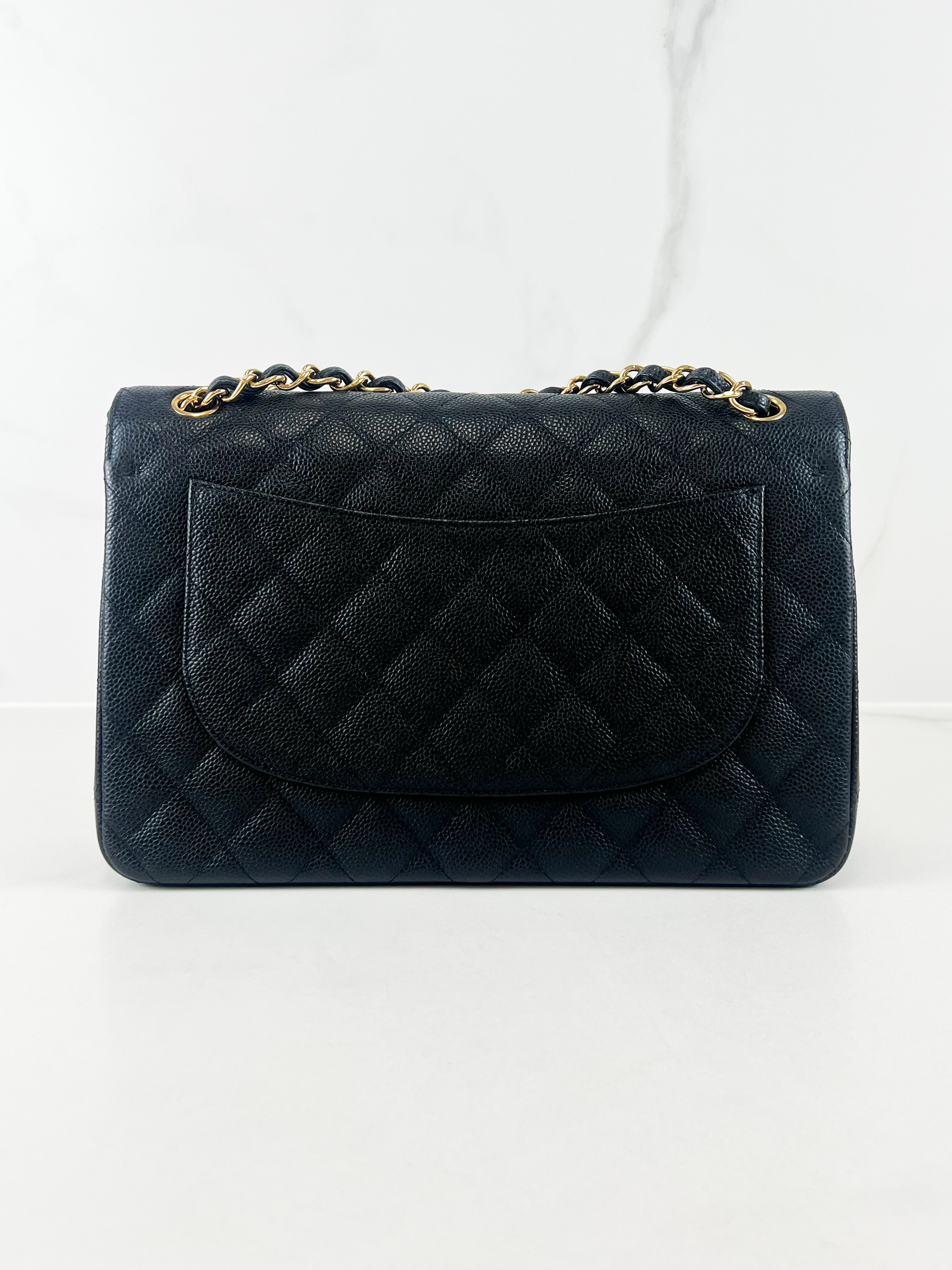 Chanel Jumbo Black Classic Double Flap Caviar Shoulder Bag