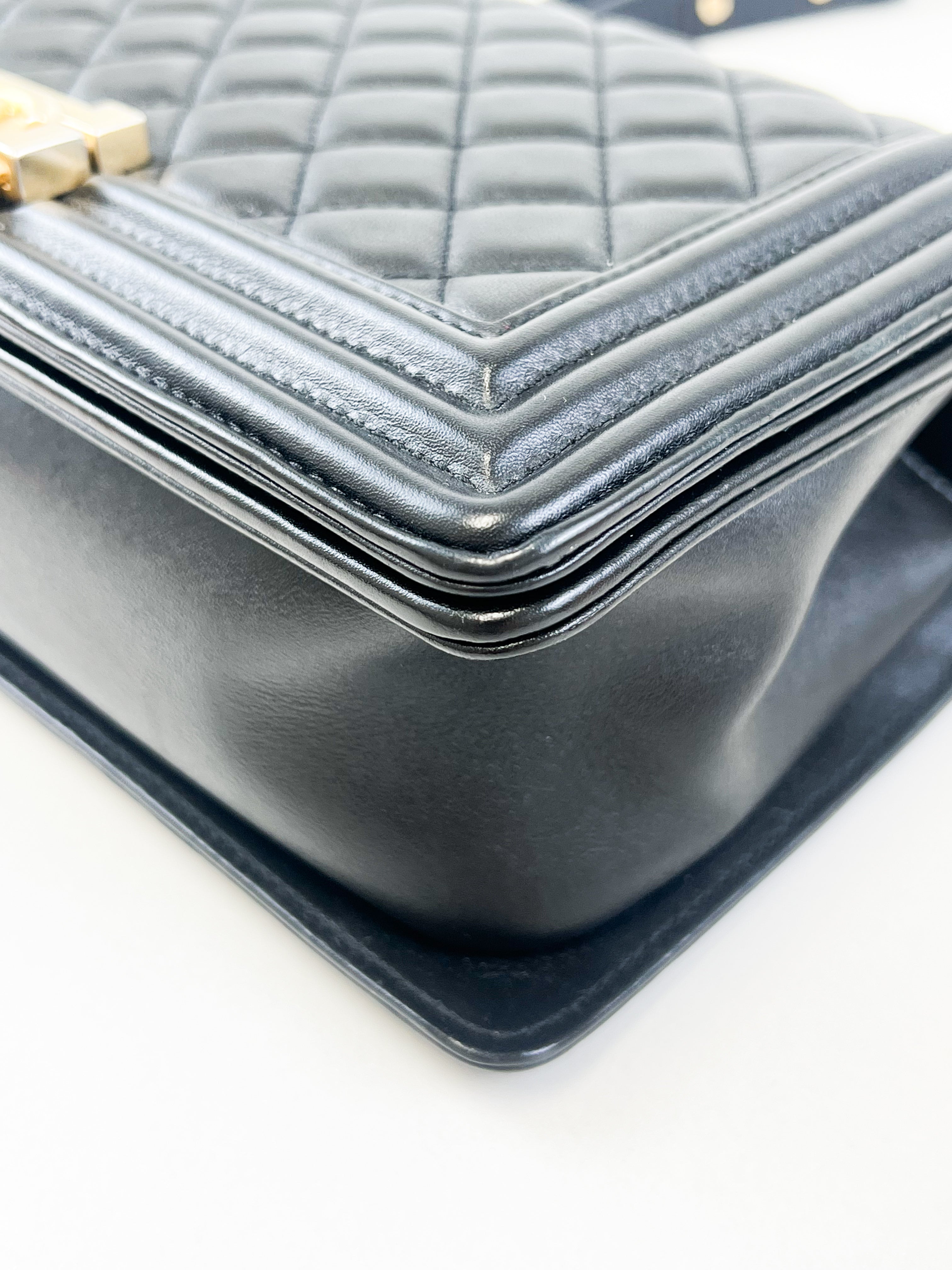 Chanel Black Old Medium Calfskin Boy Bag GHW