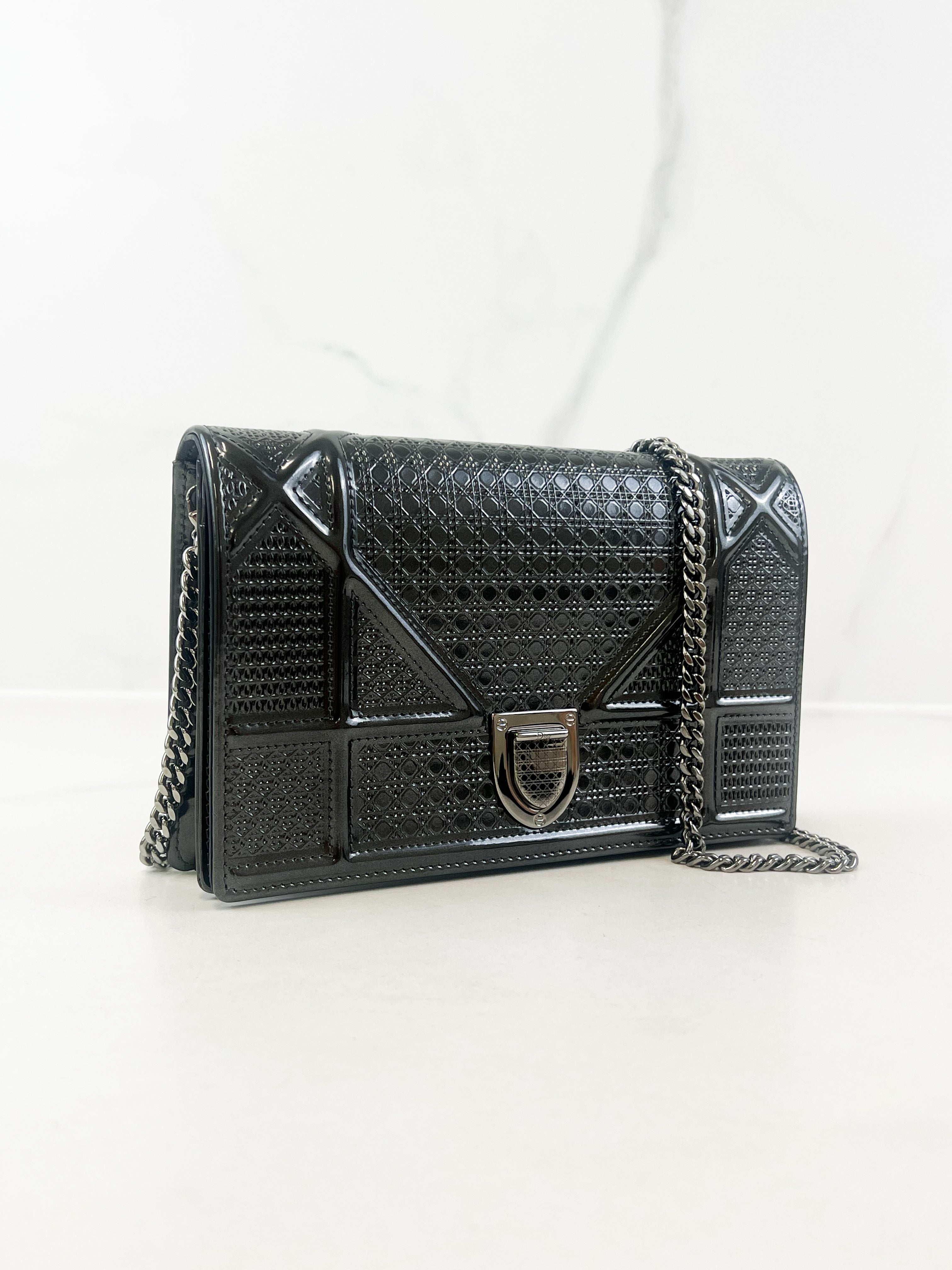 Christian Dior Patent Grey Diorama WOC