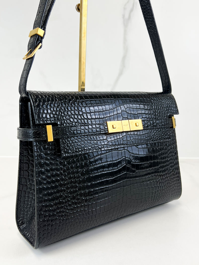 Saint Laurent Manhattan Medium Croc Bag