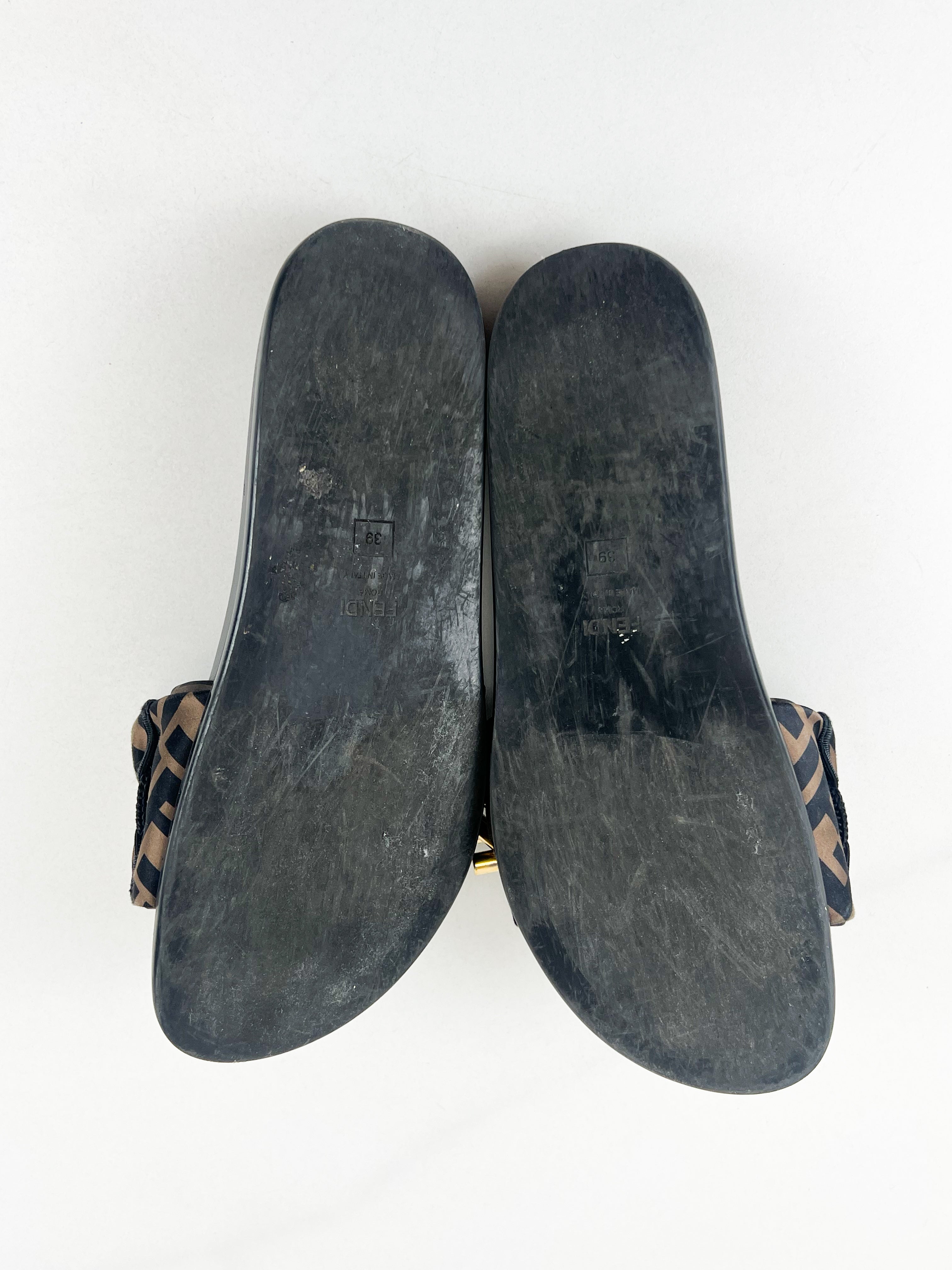 Fendi FF Satin Slides Size 39