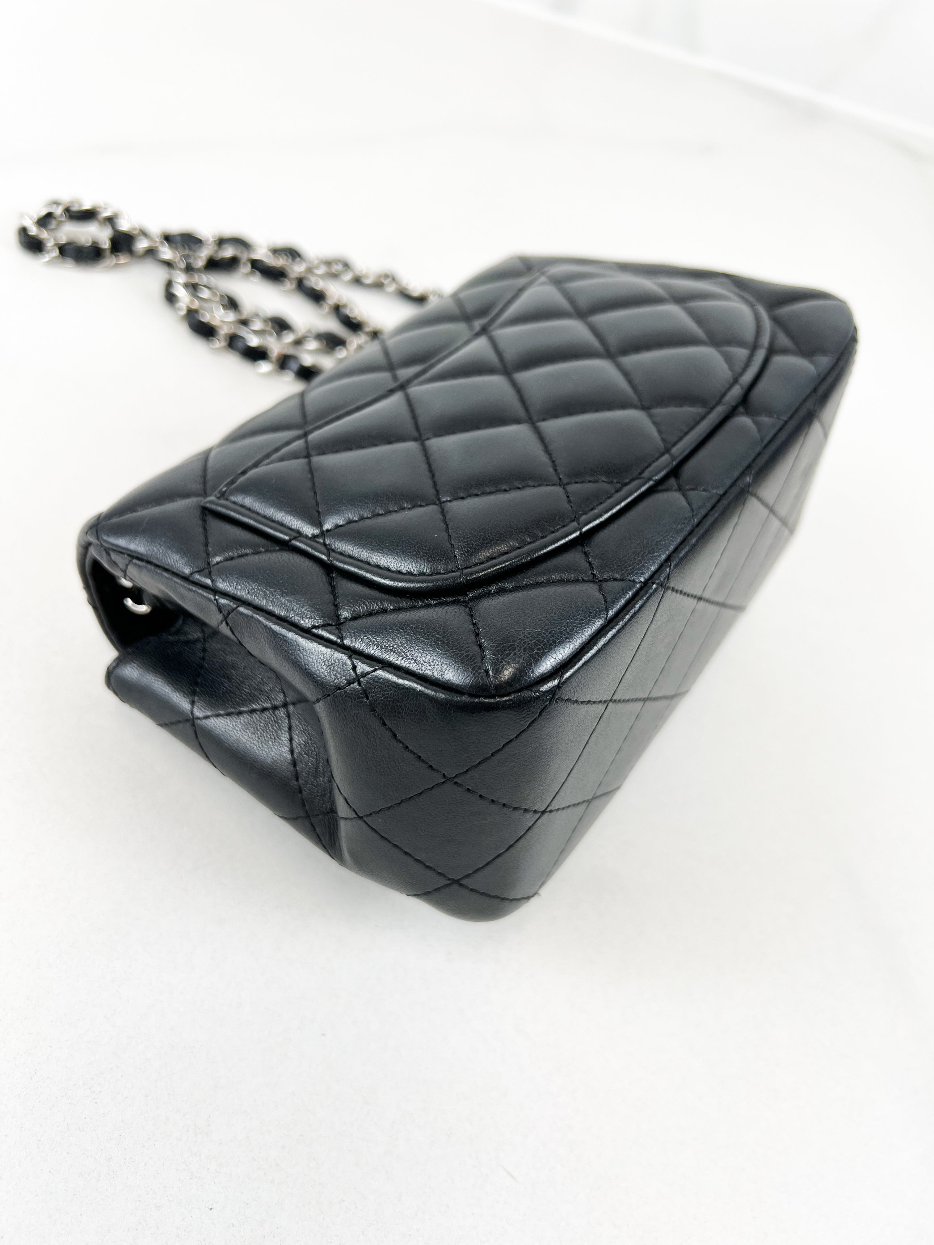 Chanel Mini Square in Black Lambskin with SHW